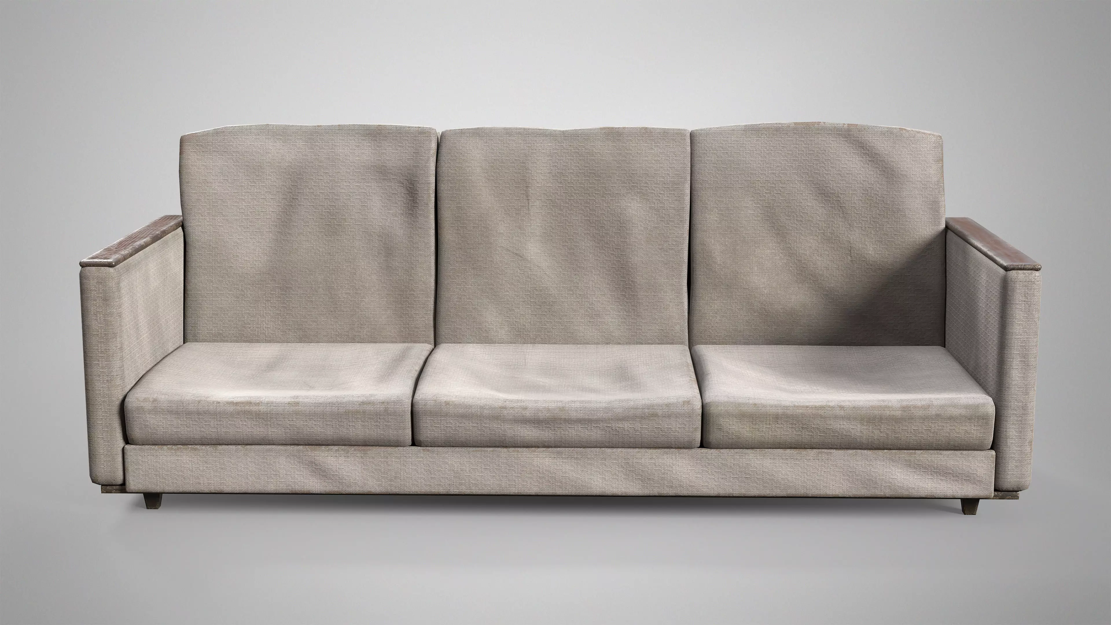 Old Couch - Retro Soviet Sofa with Pillows AAA Game Ready Low-poly 3D model_15