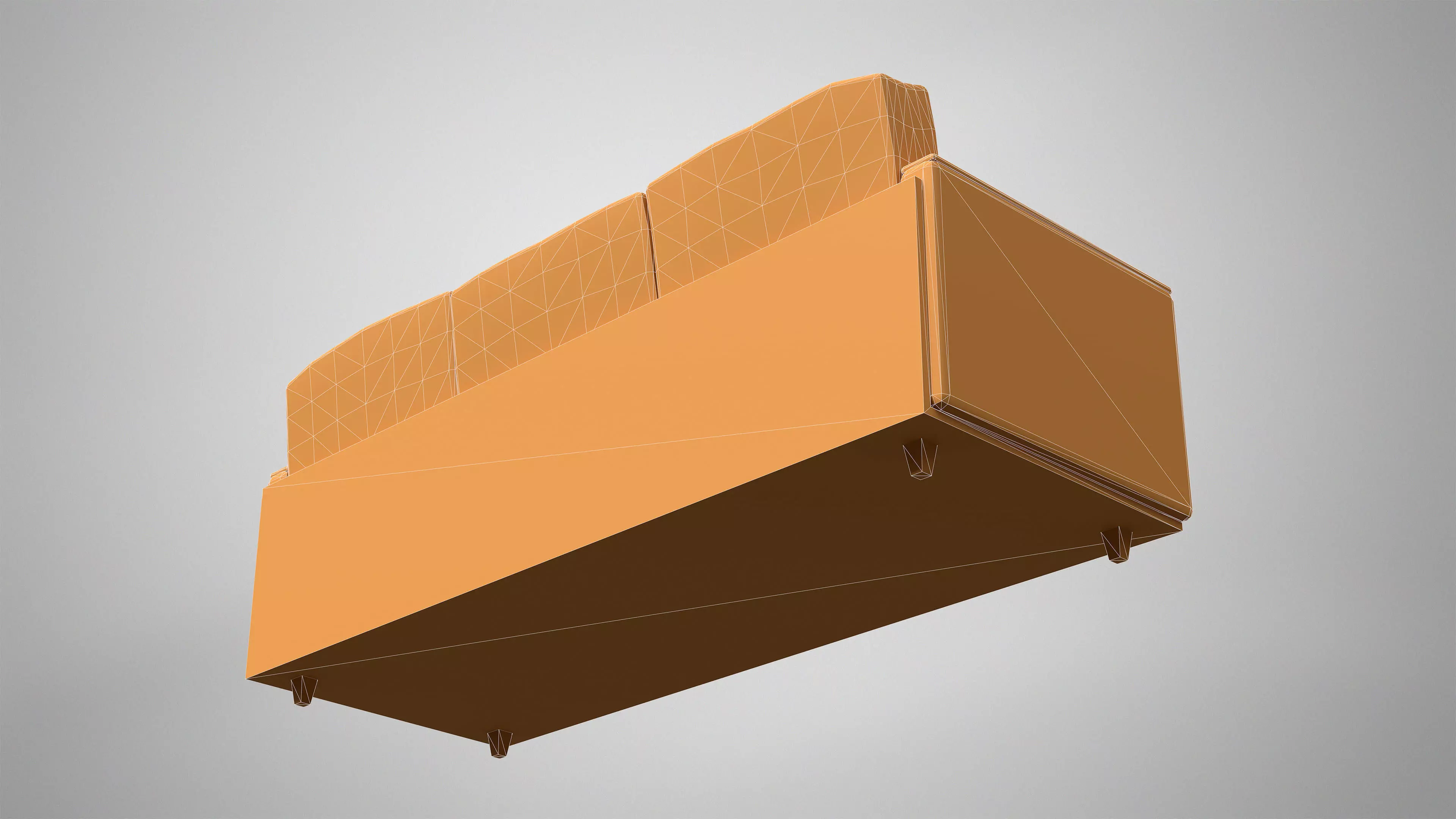 Old Couch - Retro Soviet Sofa with Pillows AAA Game Ready Low-poly 3D model_24