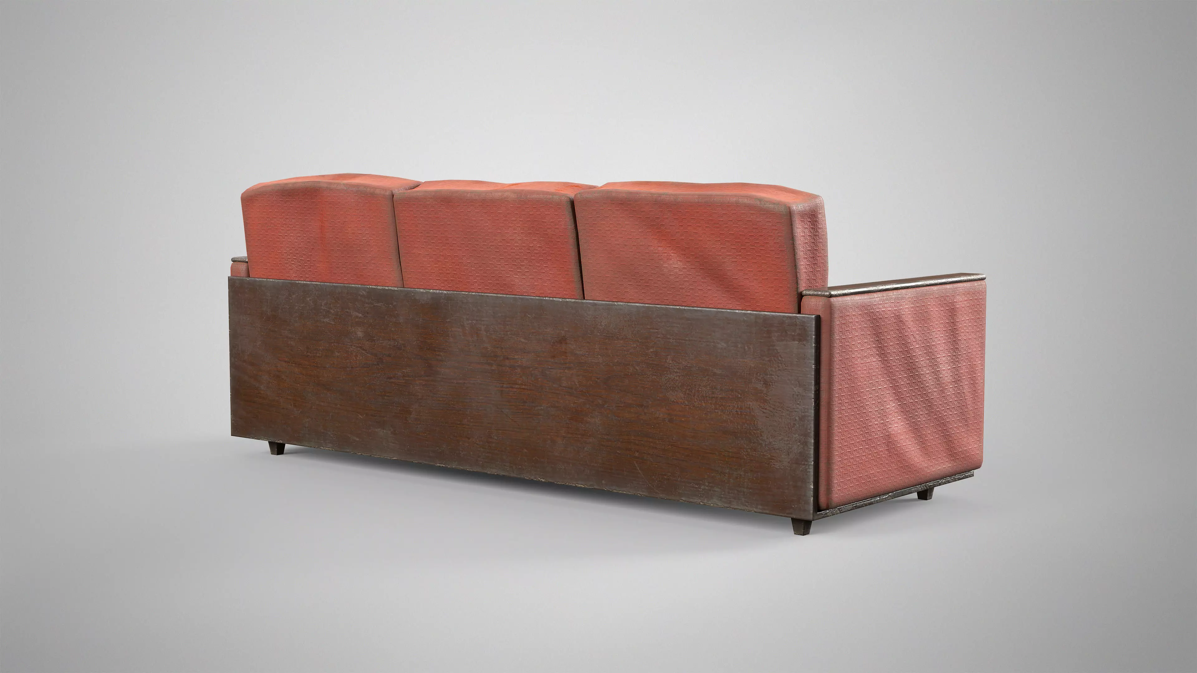 Old Couch - Retro Soviet Sofa with Pillows AAA Game Ready Low-poly 3D model_7