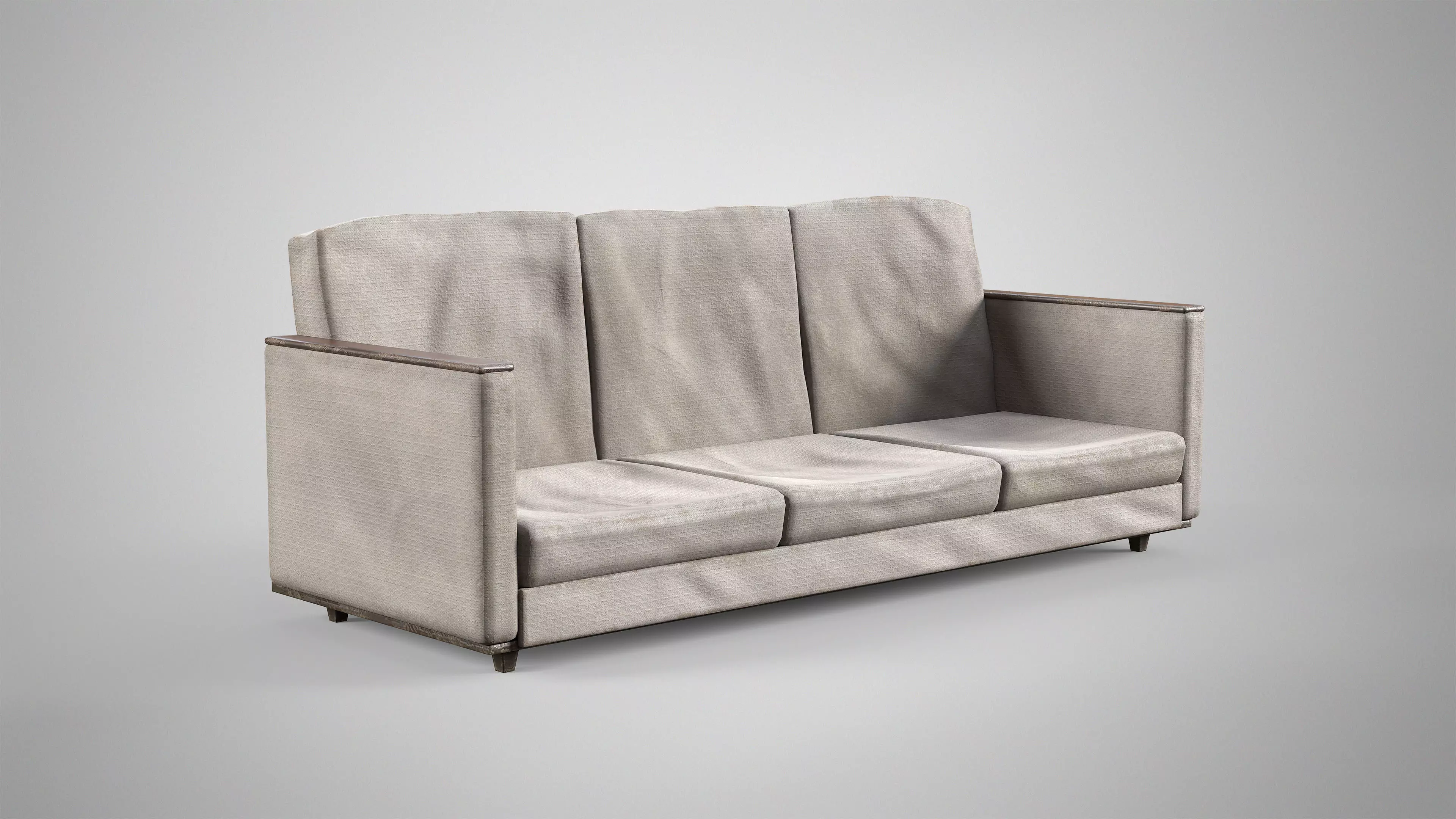 Old Couch - Retro Soviet Sofa with Pillows AAA Game Ready Low-poly 3D model_14