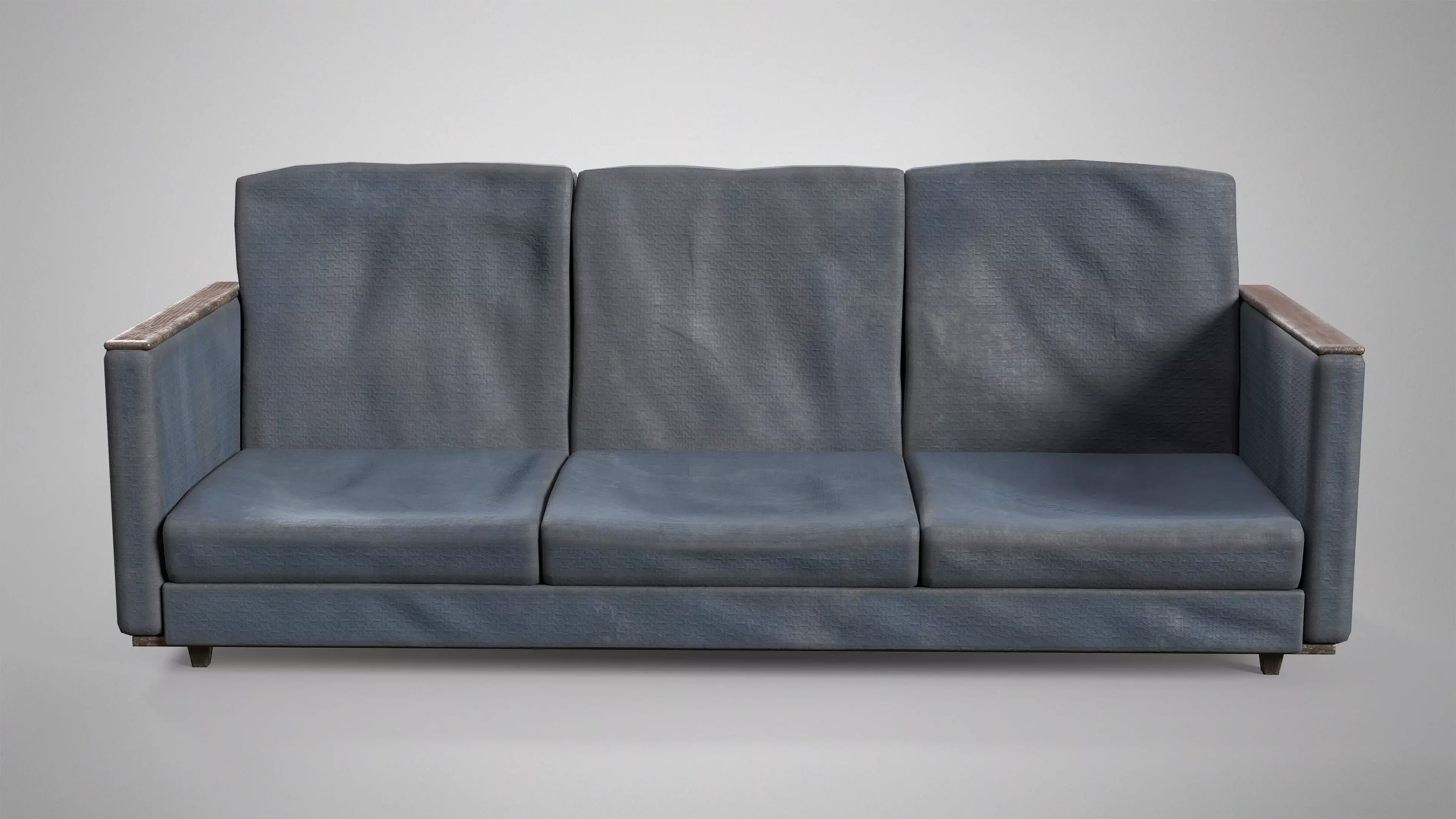Old Couch - Retro Soviet Sofa with Pillows AAA Game Ready Low-poly 3D model_9