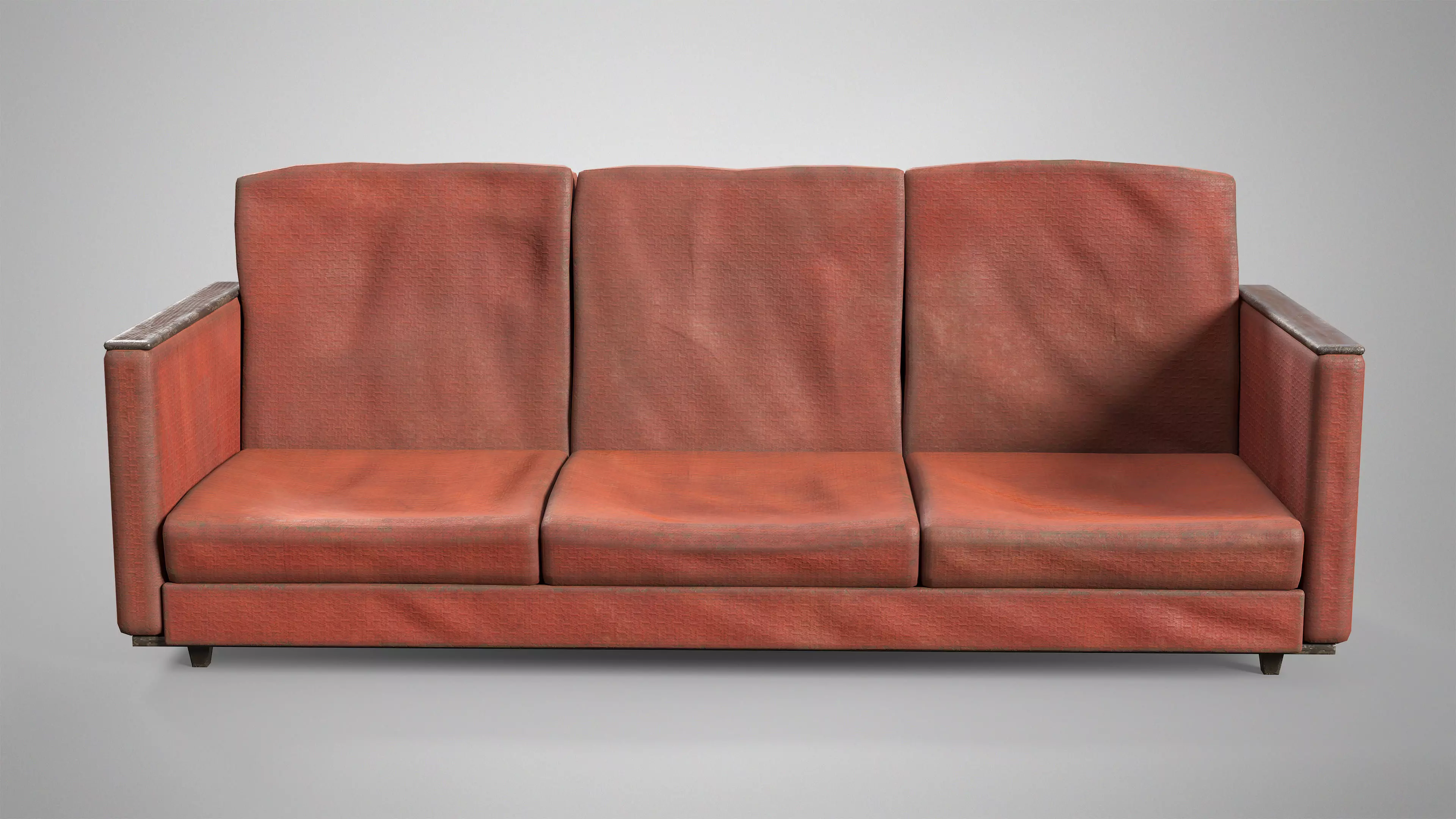 Old Couch - Retro Soviet Sofa with Pillows AAA Game Ready Low-poly 3D model_6