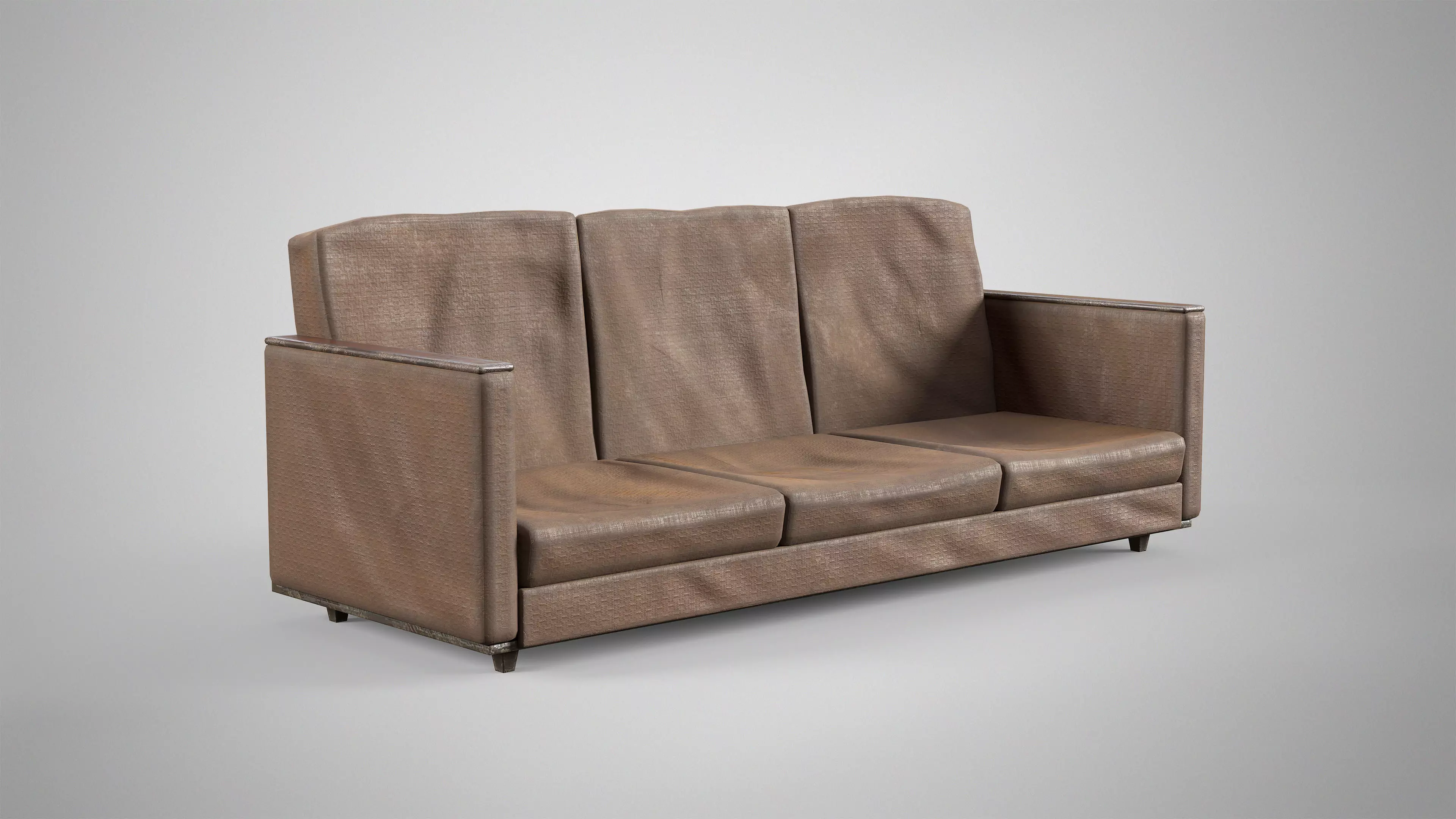 Old Couch - Retro Soviet Sofa with Pillows AAA Game Ready Low-poly 3D model_20