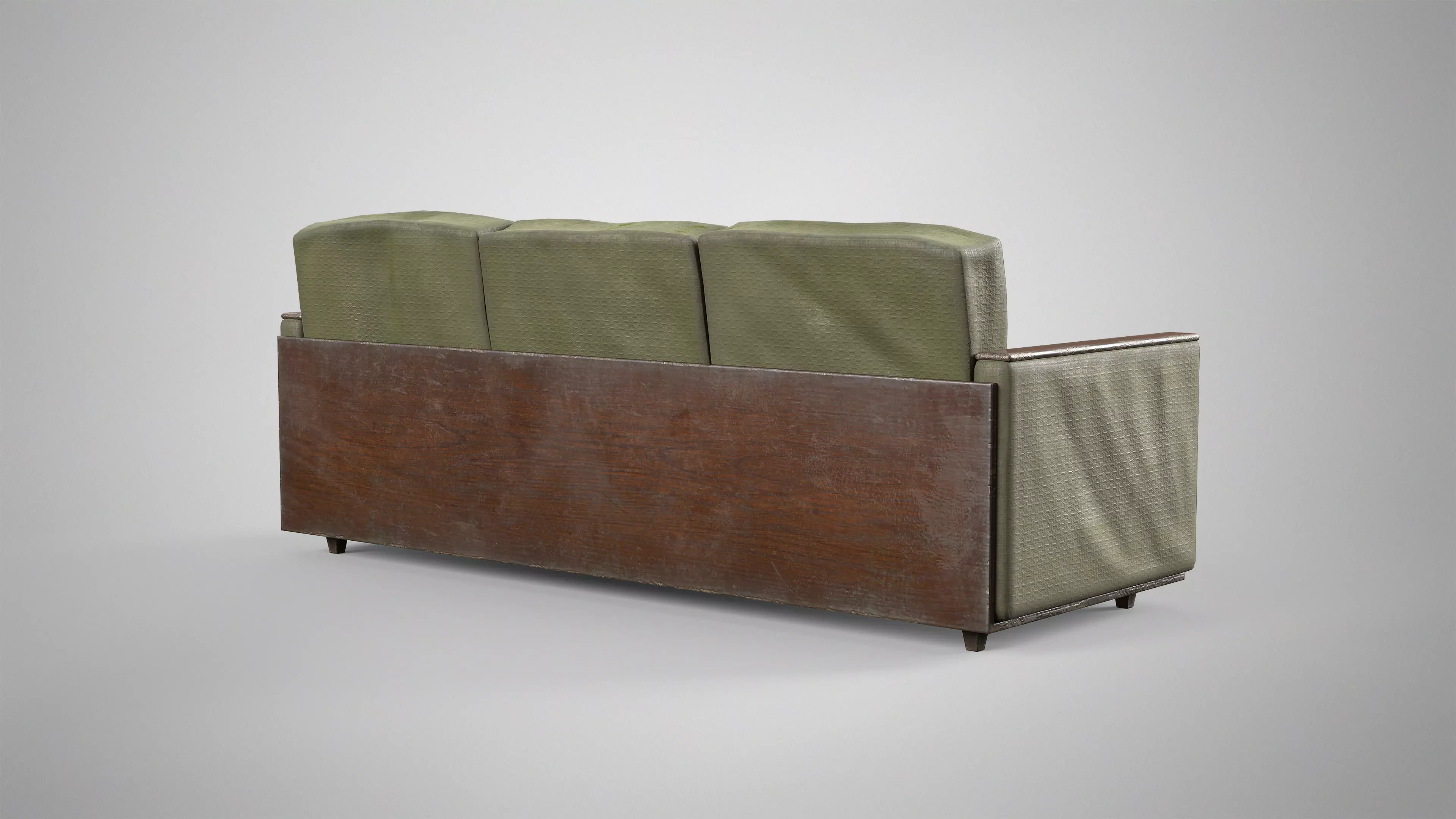 Old Couch - Retro Soviet Sofa with Pillows AAA Game Ready Low-poly 3D model_3