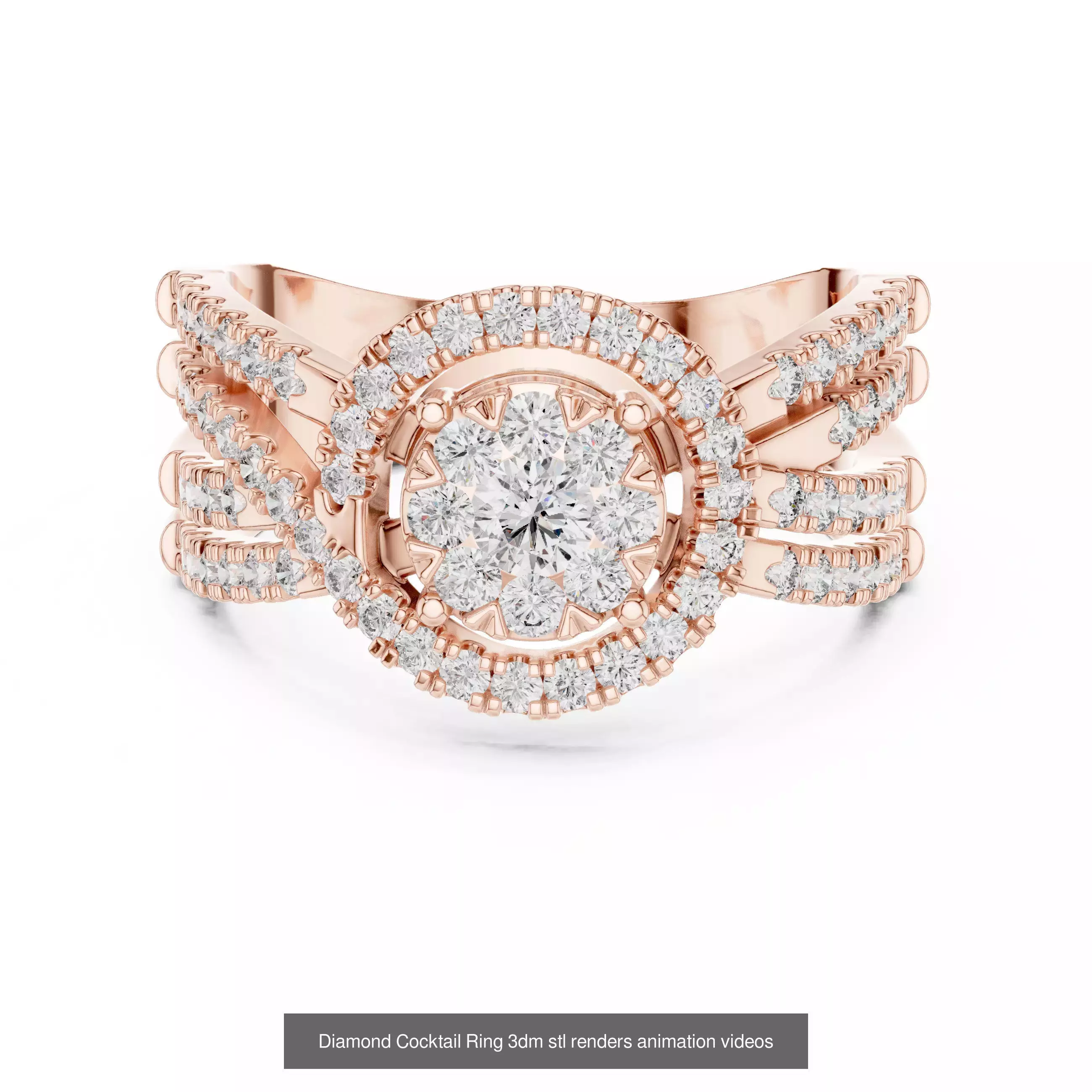 22 Diamond Cocktail Rings 3dm stl renders animation videos 3D Model Collection_15