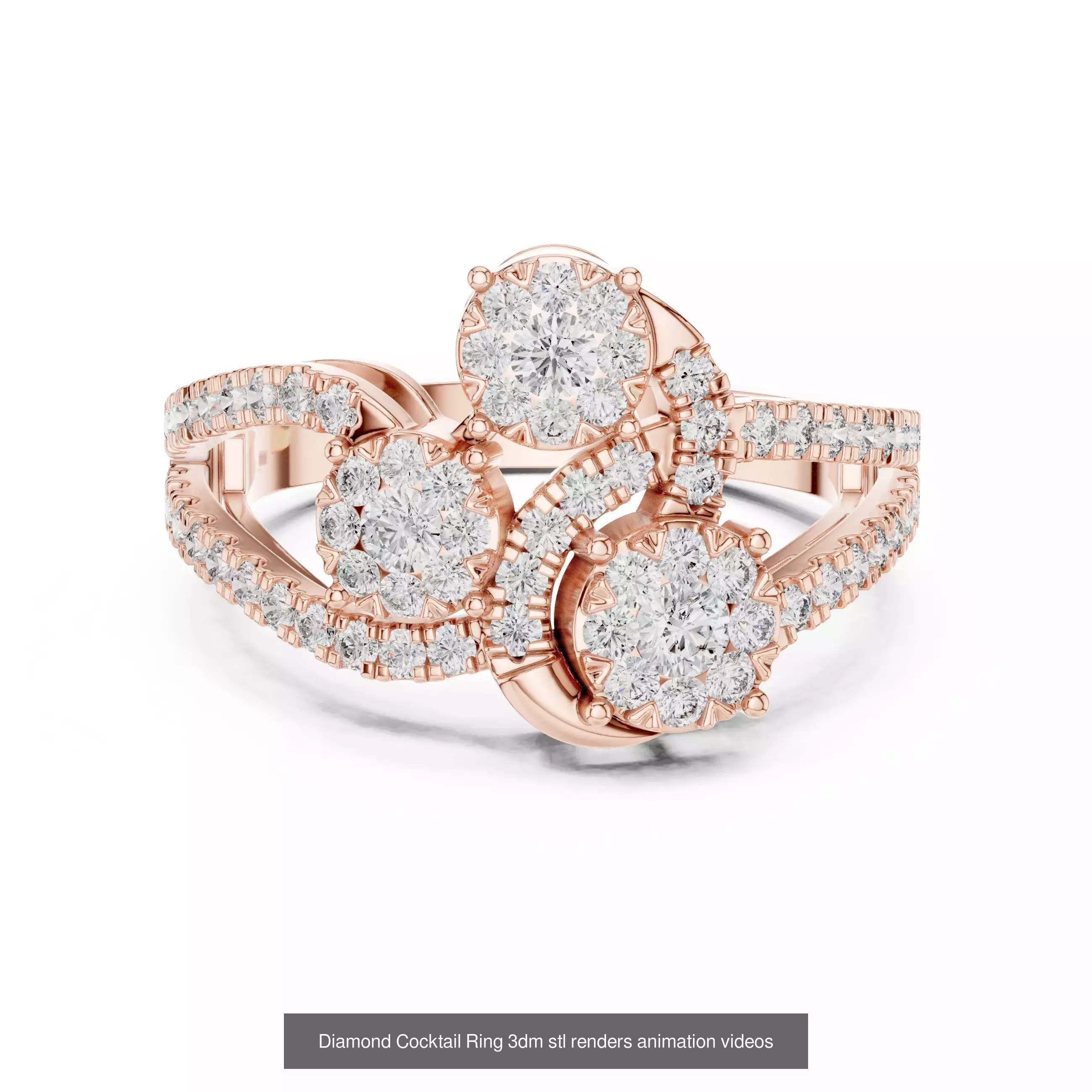 22 Diamond Cocktail Rings 3dm stl renders animation videos 3D Model Collection_17