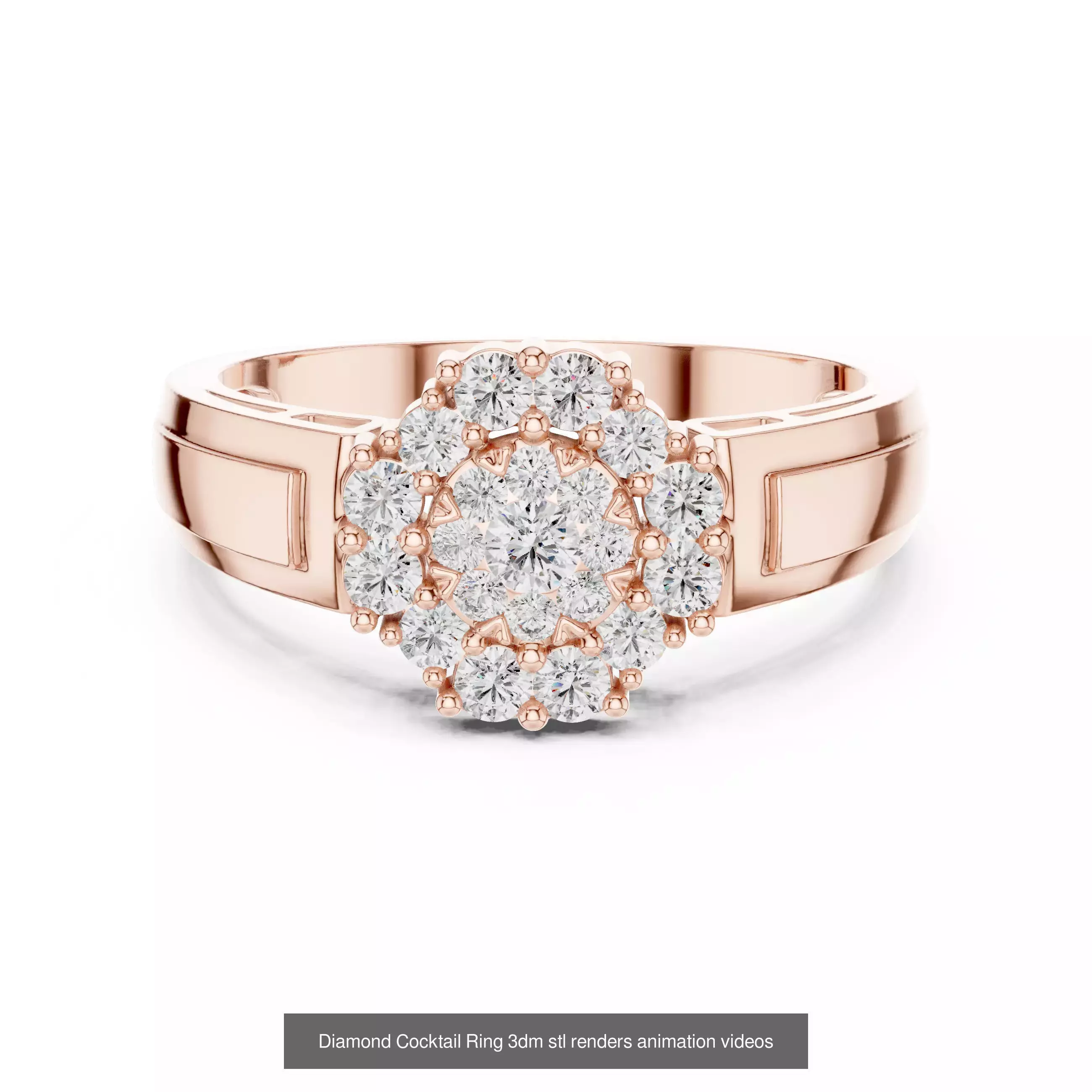 22 Diamond Cocktail Rings 3dm stl renders animation videos 3D Model Collection_10