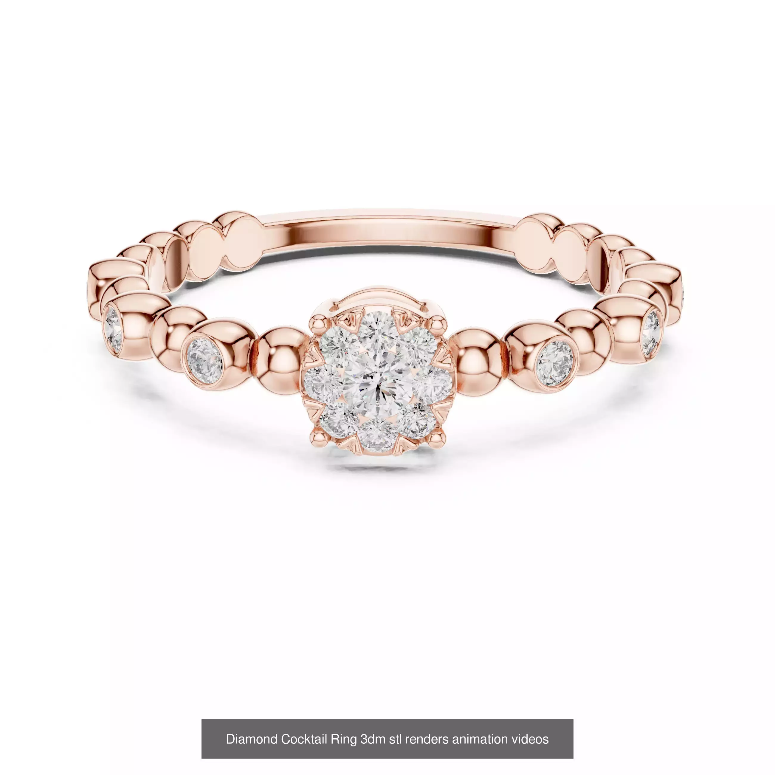 22 Diamond Cocktail Rings 3dm stl renders animation videos 3D Model Collection_13