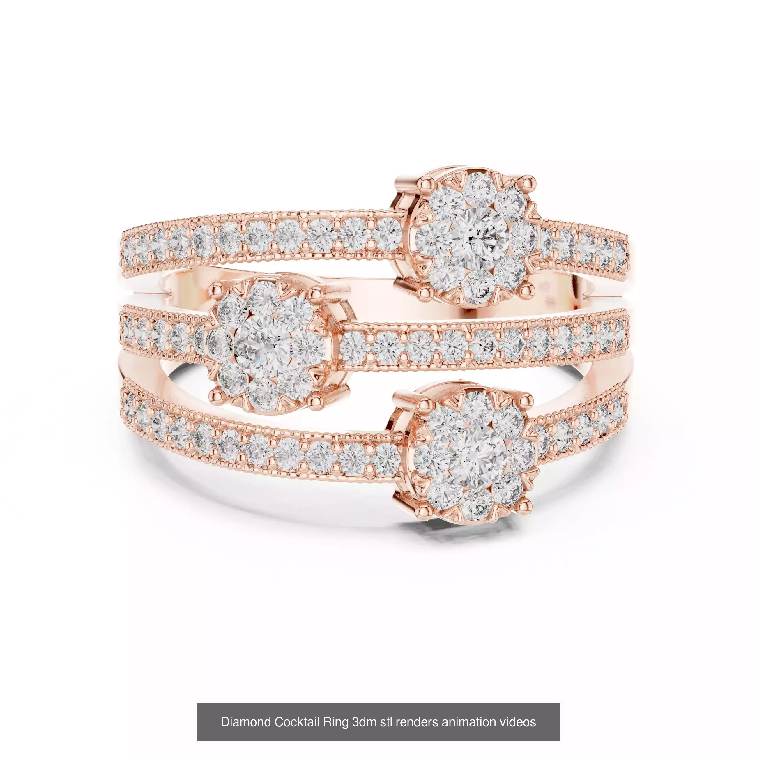 22 Diamond Cocktail Rings 3dm stl renders animation videos 3D Model Collection_3