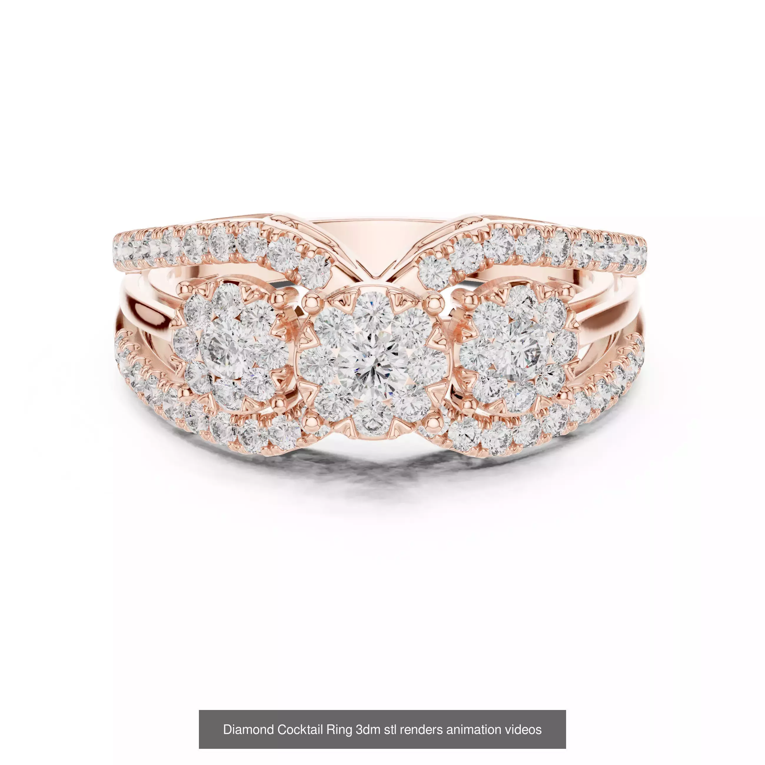 22 Diamond Cocktail Rings 3dm stl renders animation videos 3D Model Collection_7