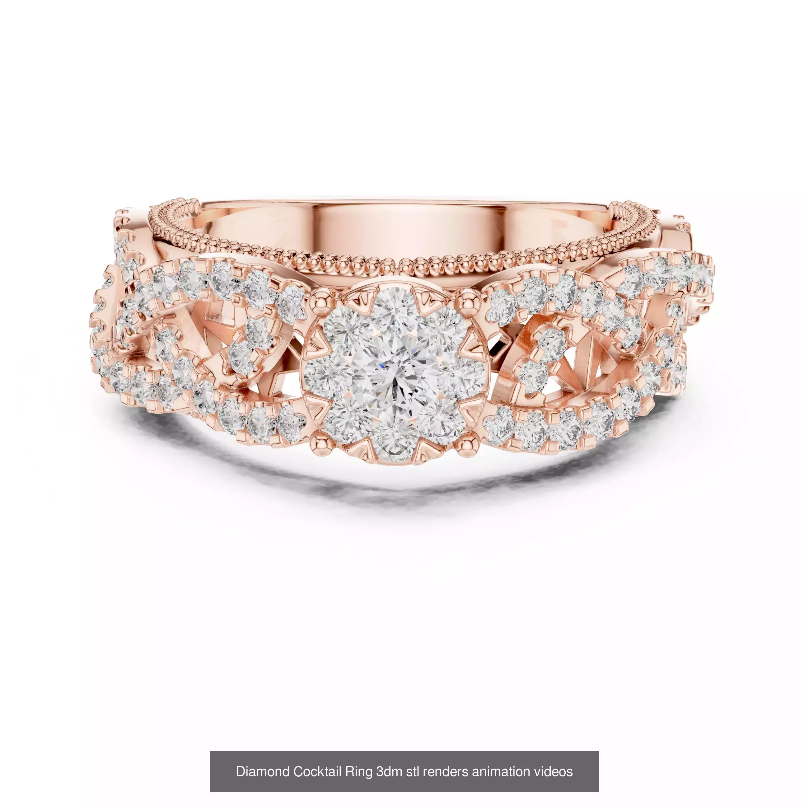 22 Diamond Cocktail Rings 3dm stl renders animation videos 3D Model Collection_14