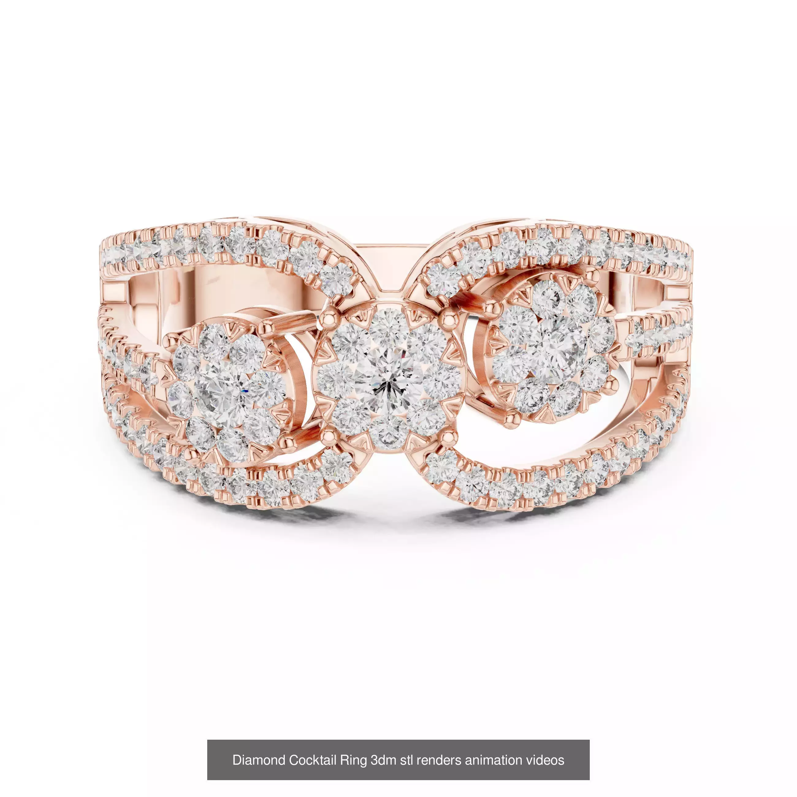 22 Diamond Cocktail Rings 3dm stl renders animation videos 3D Model Collection_19