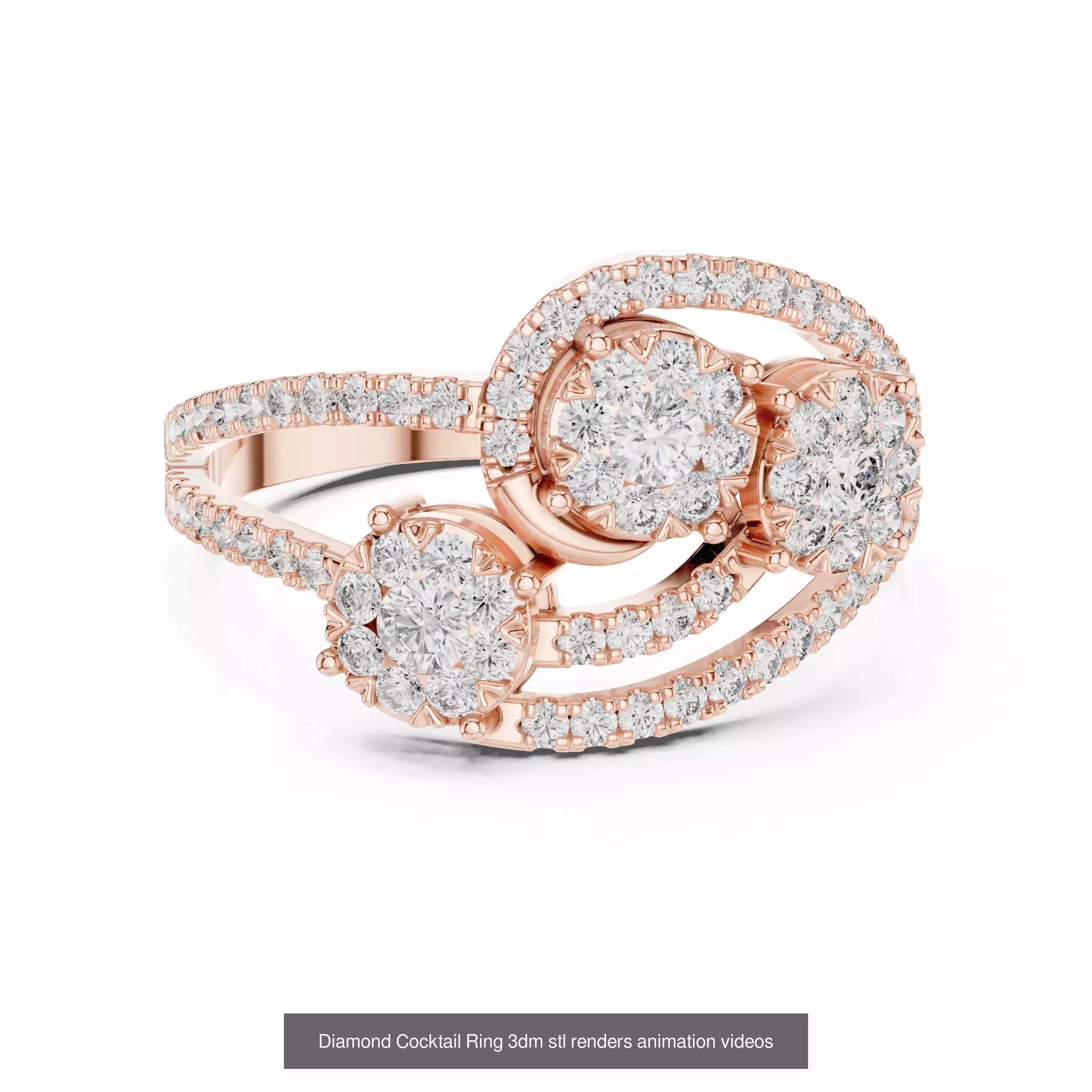 22 Diamond Cocktail Rings 3dm stl renders animation videos 3D Model Collection_20