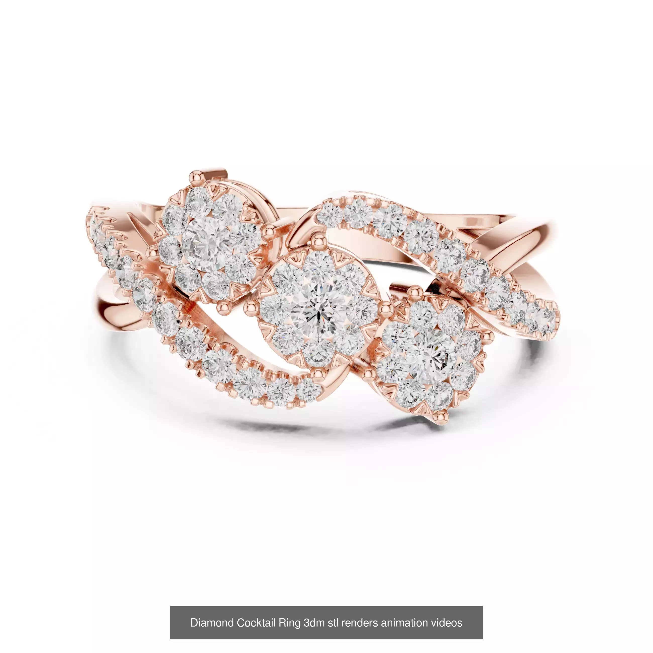 22 Diamond Cocktail Rings 3dm stl renders animation videos 3D Model Collection_2