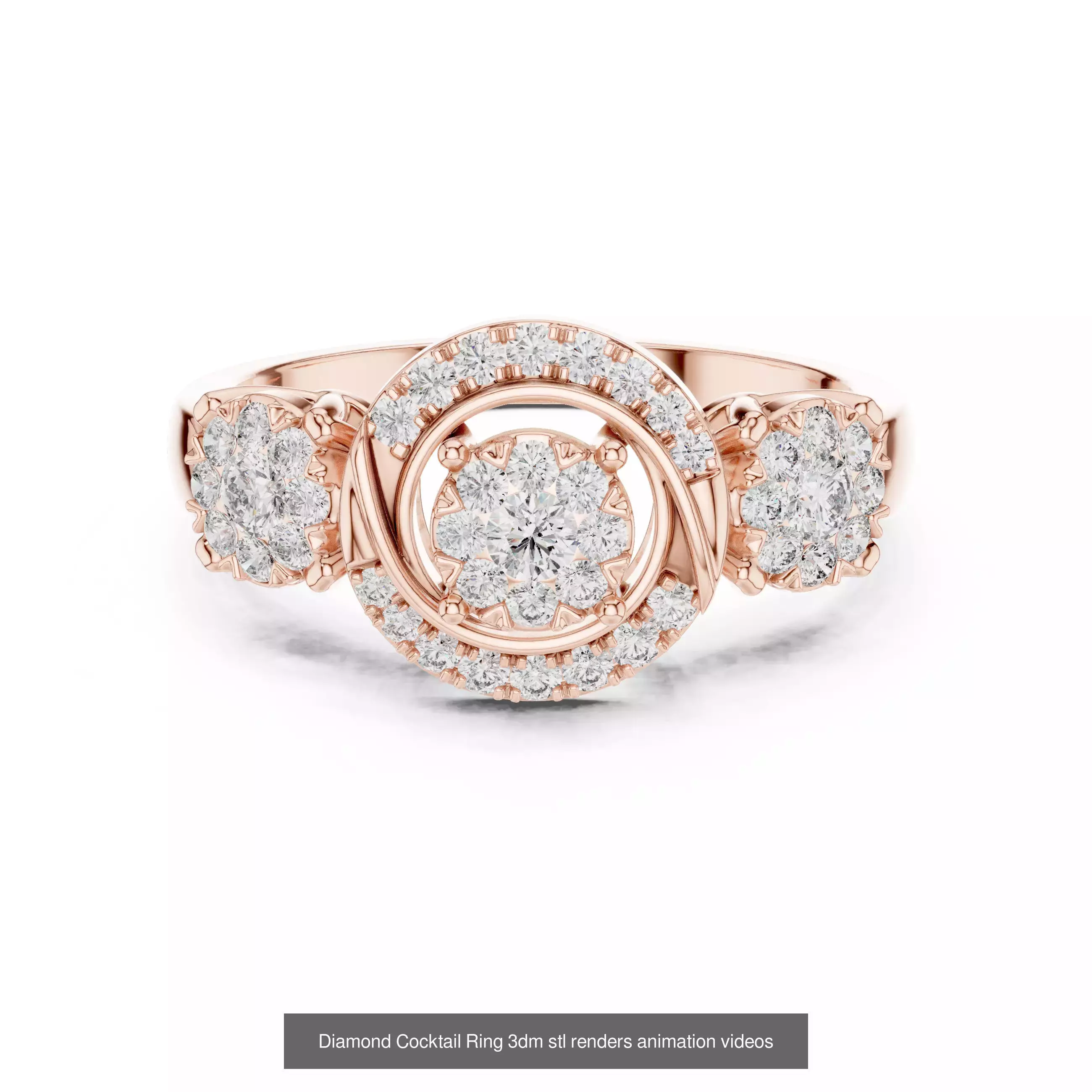 22 Diamond Cocktail Rings 3dm stl renders animation videos 3D Model Collection_1