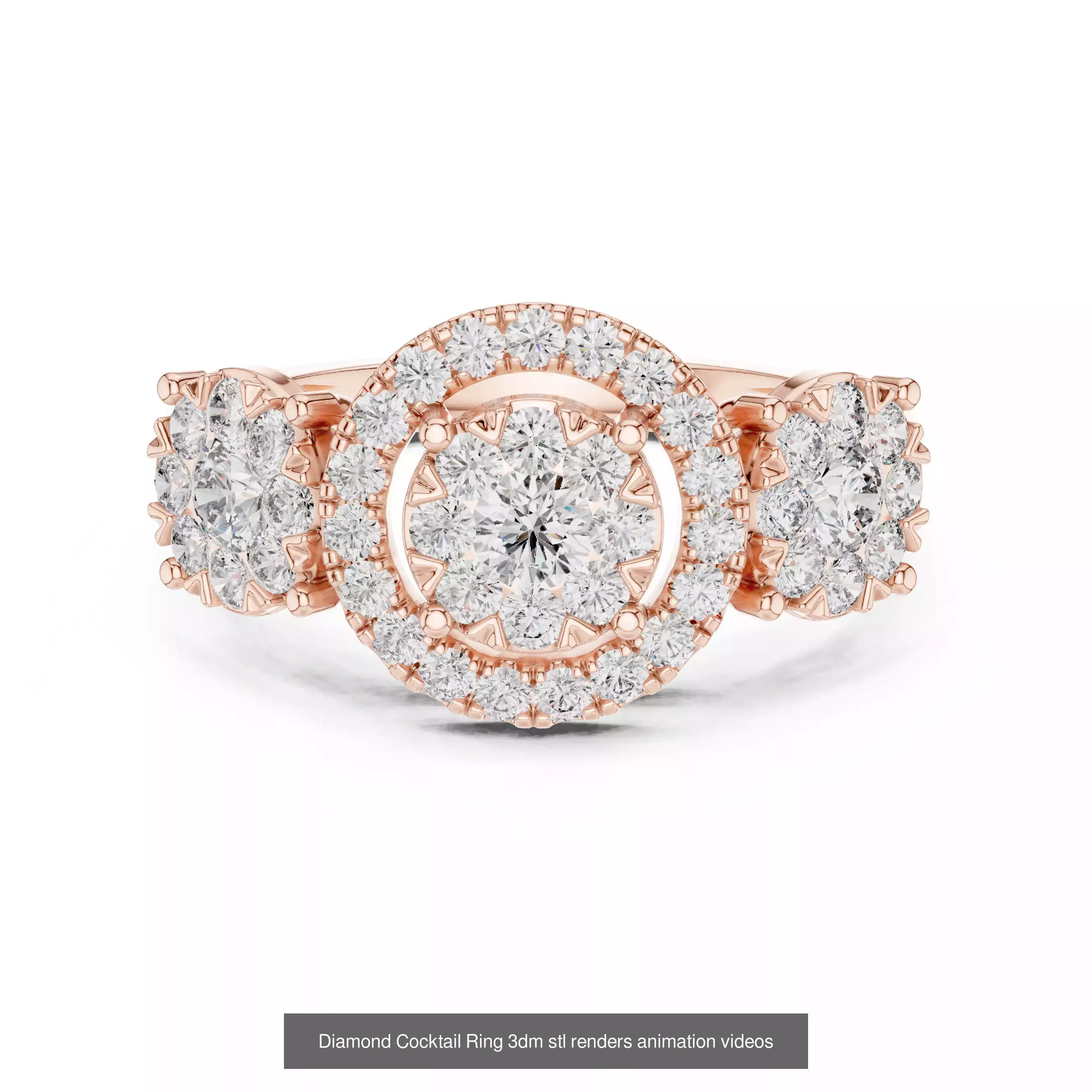 22 Diamond Cocktail Rings 3dm stl renders animation videos 3D Model Collection_22