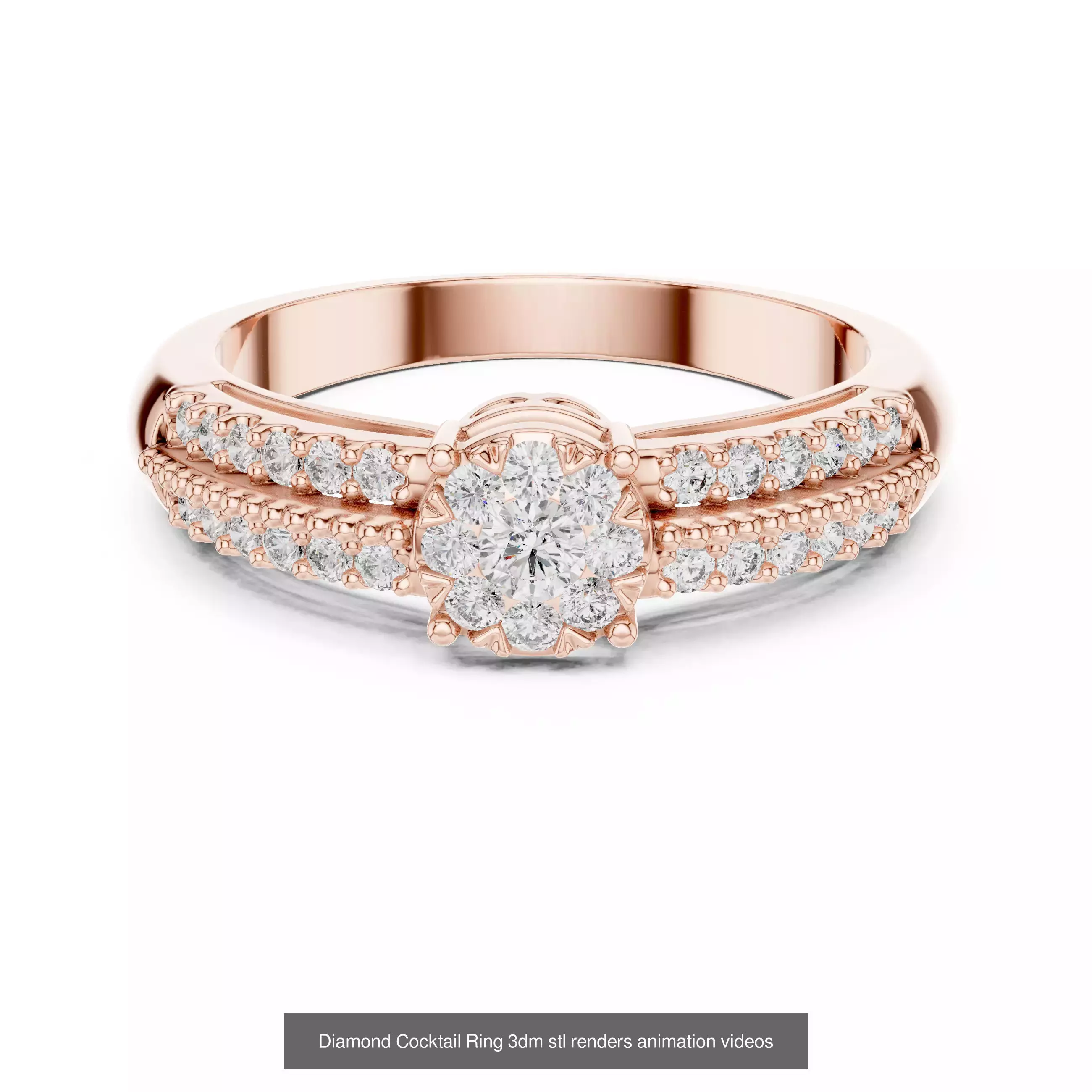 22 Diamond Cocktail Rings 3dm stl renders animation videos 3D Model Collection_9