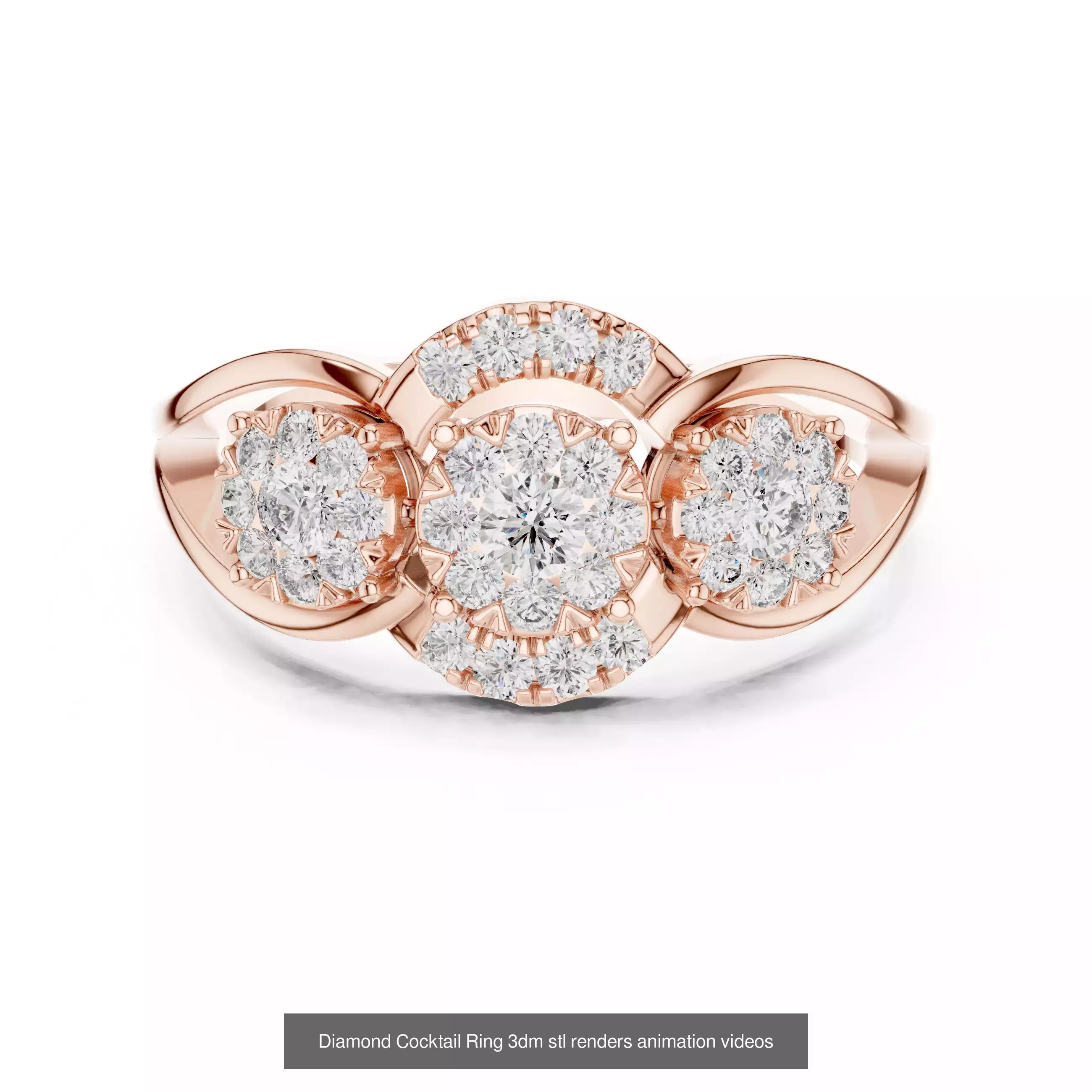 22 Diamond Cocktail Rings 3dm stl renders animation videos 3D Model Collection_8