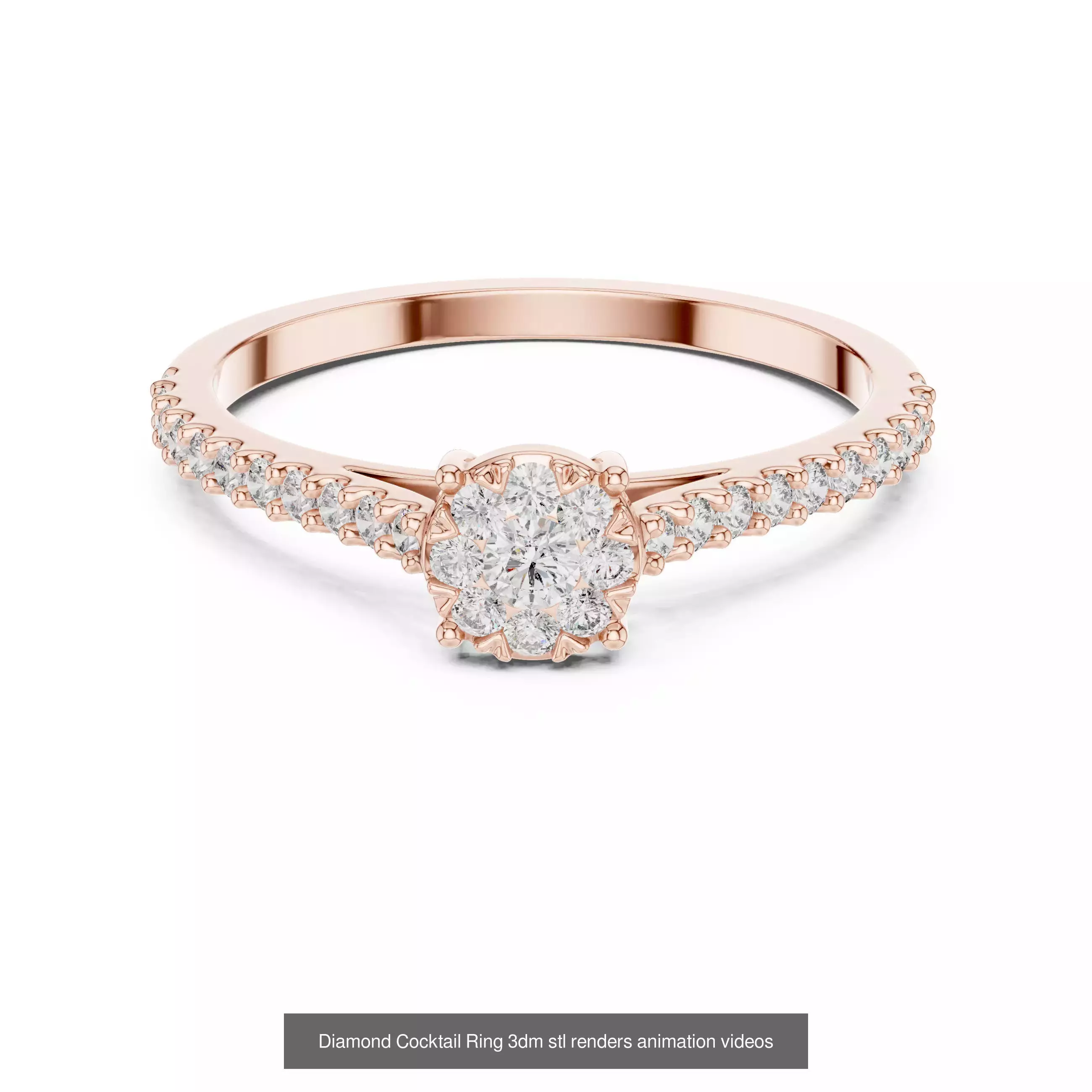 22 Diamond Cocktail Rings 3dm stl renders animation videos 3D Model Collection_12