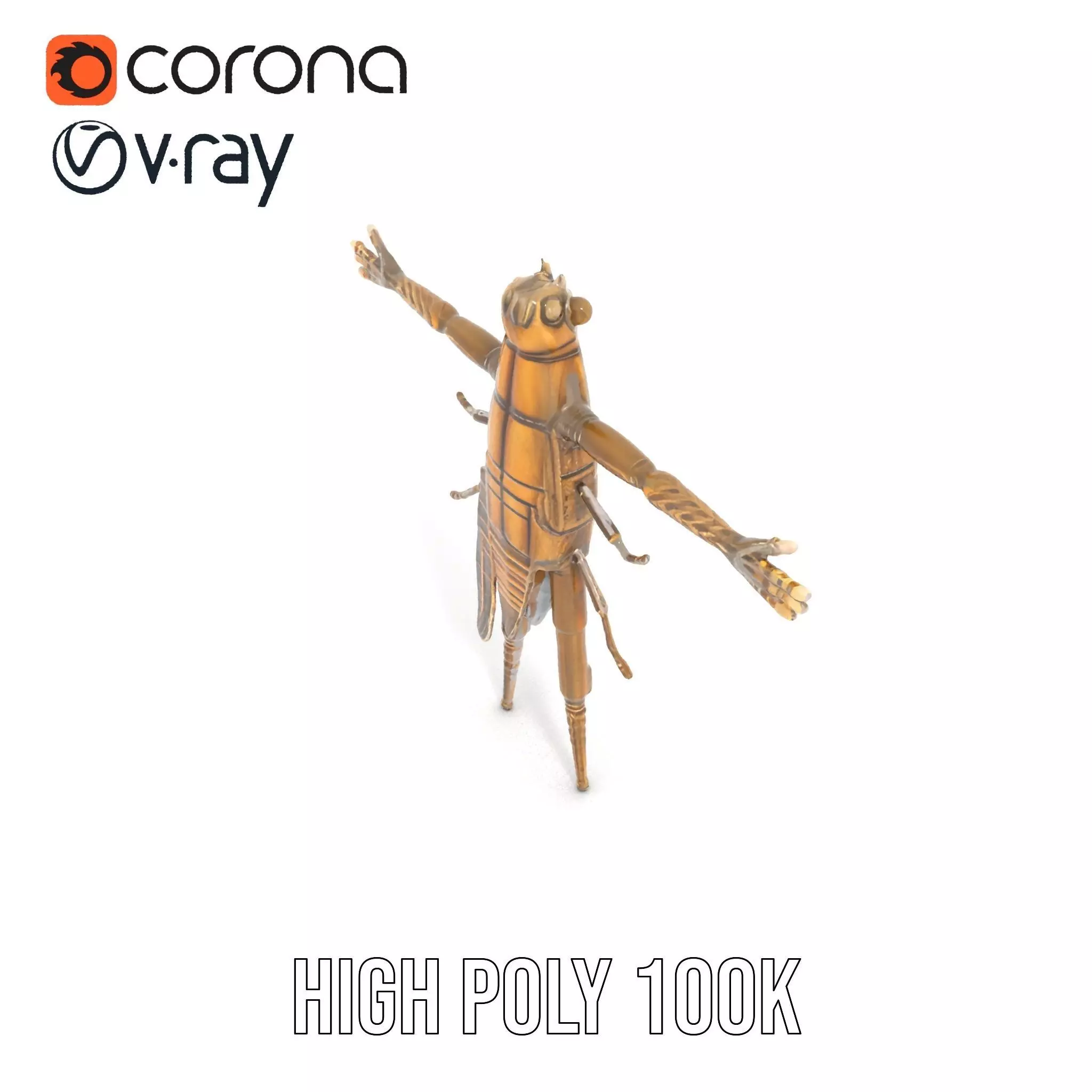 Bronze Insectoid Sculpture model pack Low-poly 3D model_33