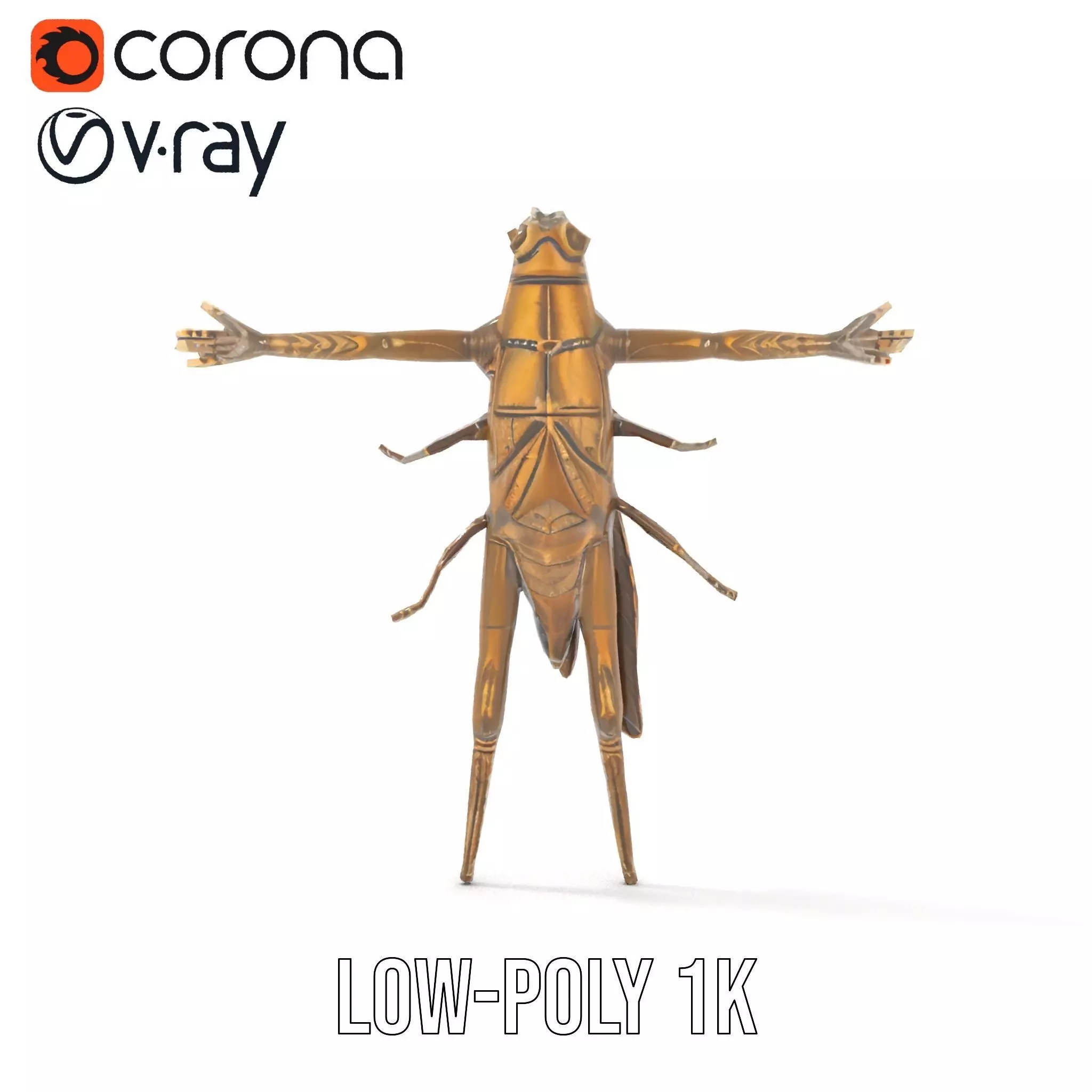 Bronze Insectoid Sculpture model pack Low-poly 3D model_7