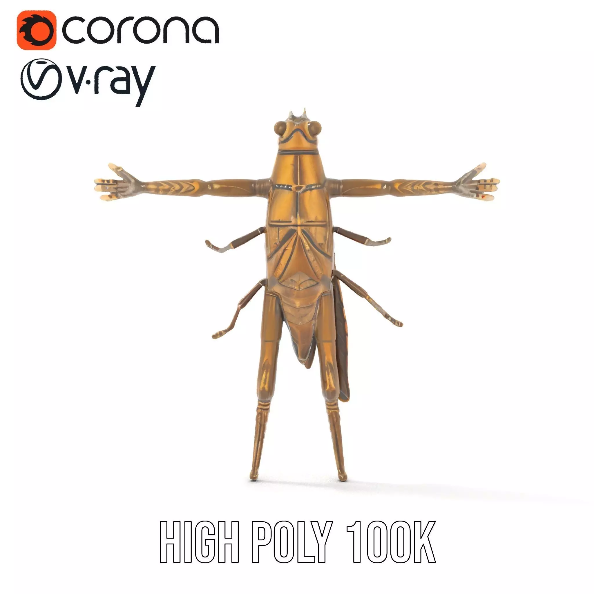 Bronze Insectoid Sculpture model pack Low-poly 3D model_32