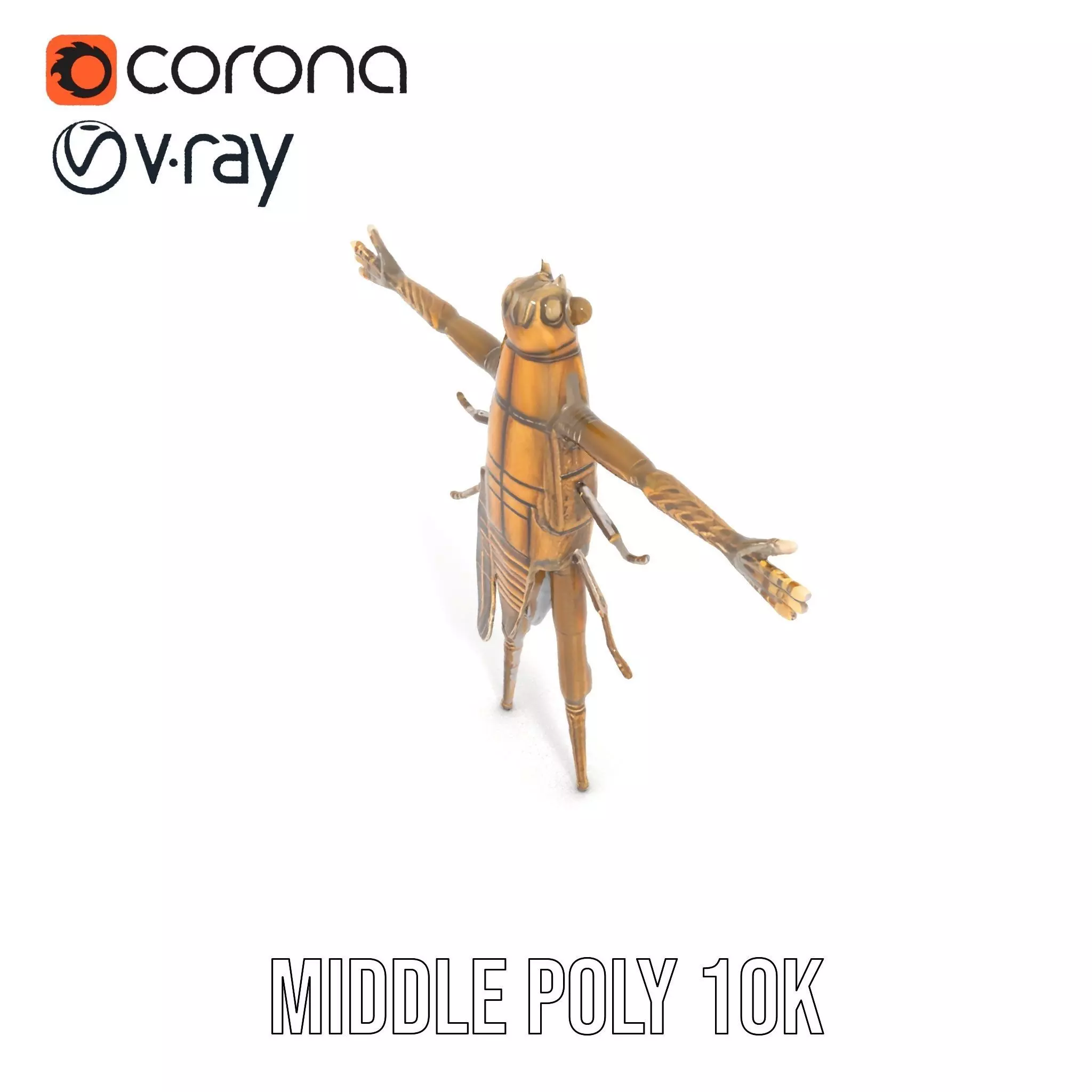 Bronze Insectoid Sculpture model pack Low-poly 3D model_5