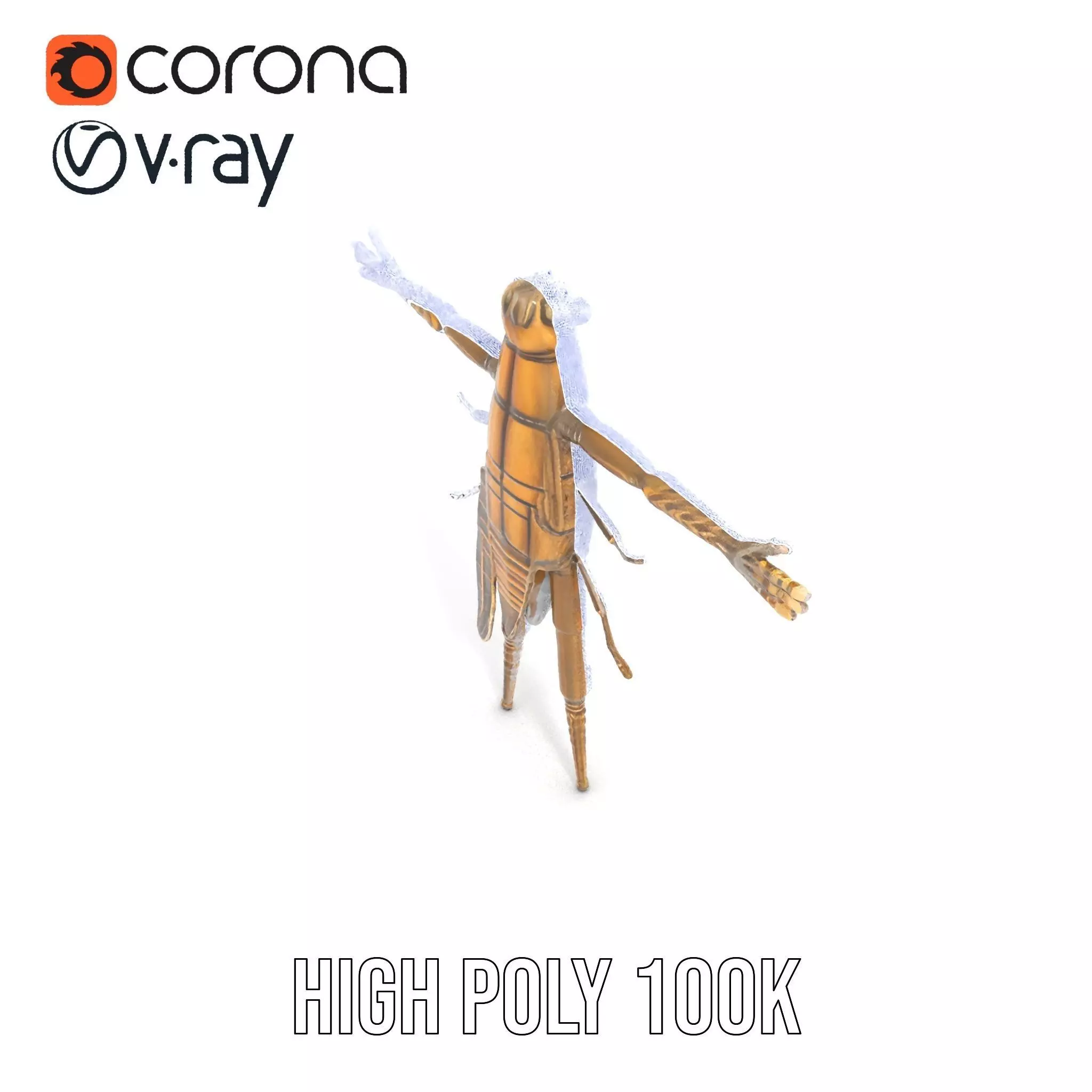 Bronze Insectoid Sculpture model pack Low-poly 3D model_23