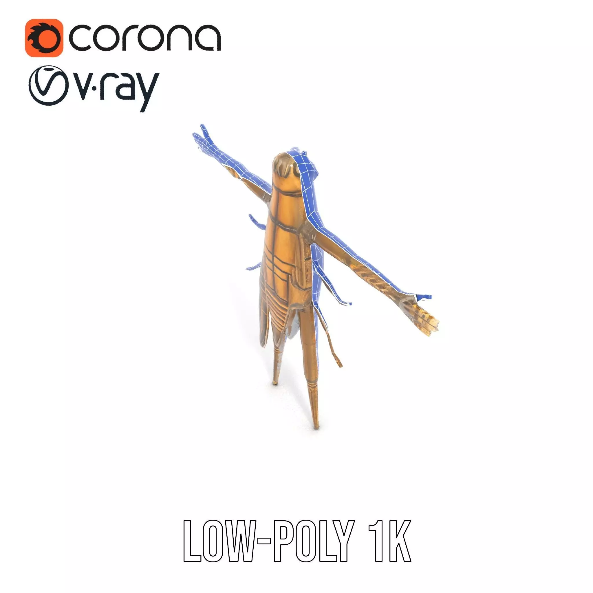 Bronze Insectoid Sculpture model pack Low-poly 3D model_25