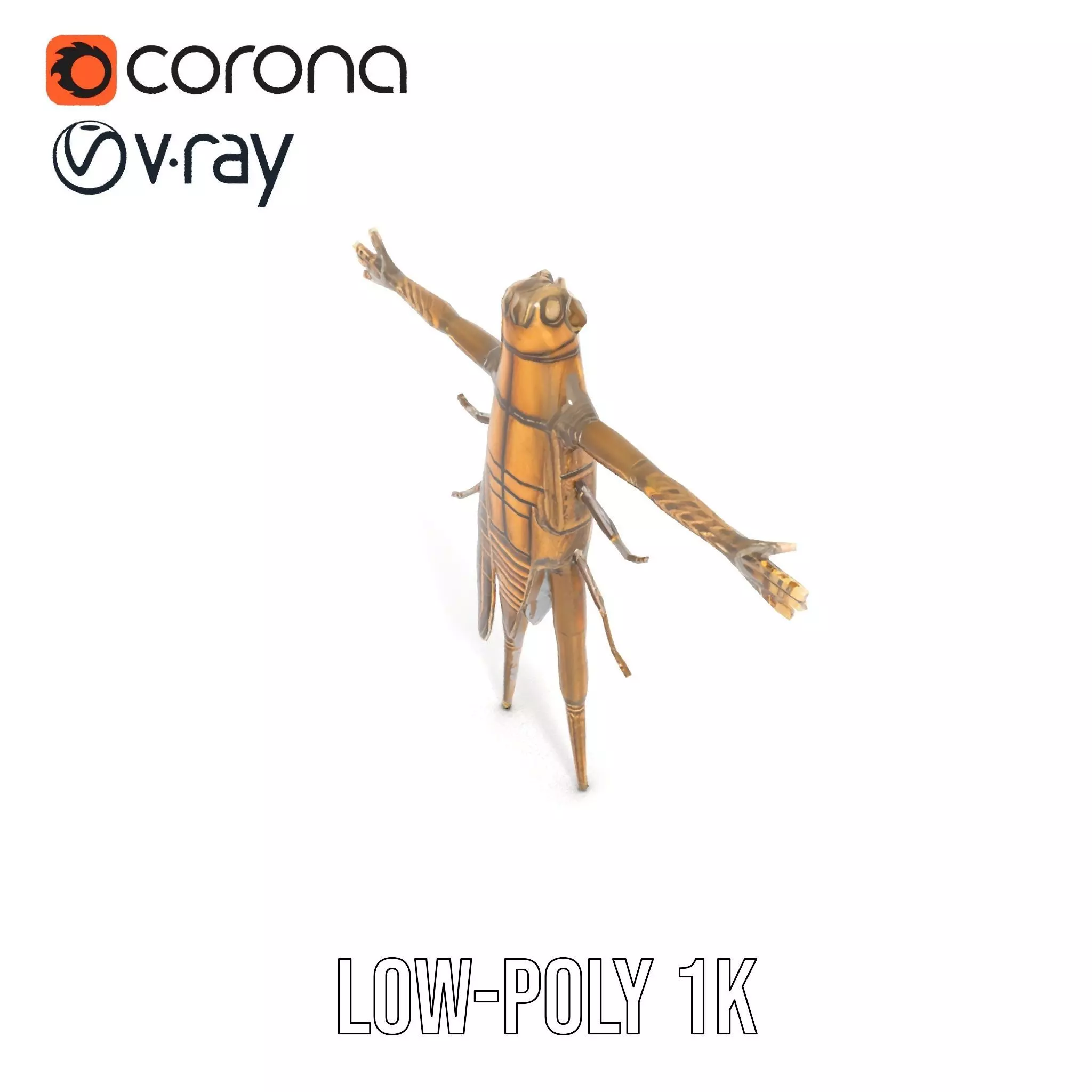 Bronze Insectoid Sculpture model pack Low-poly 3D model_11