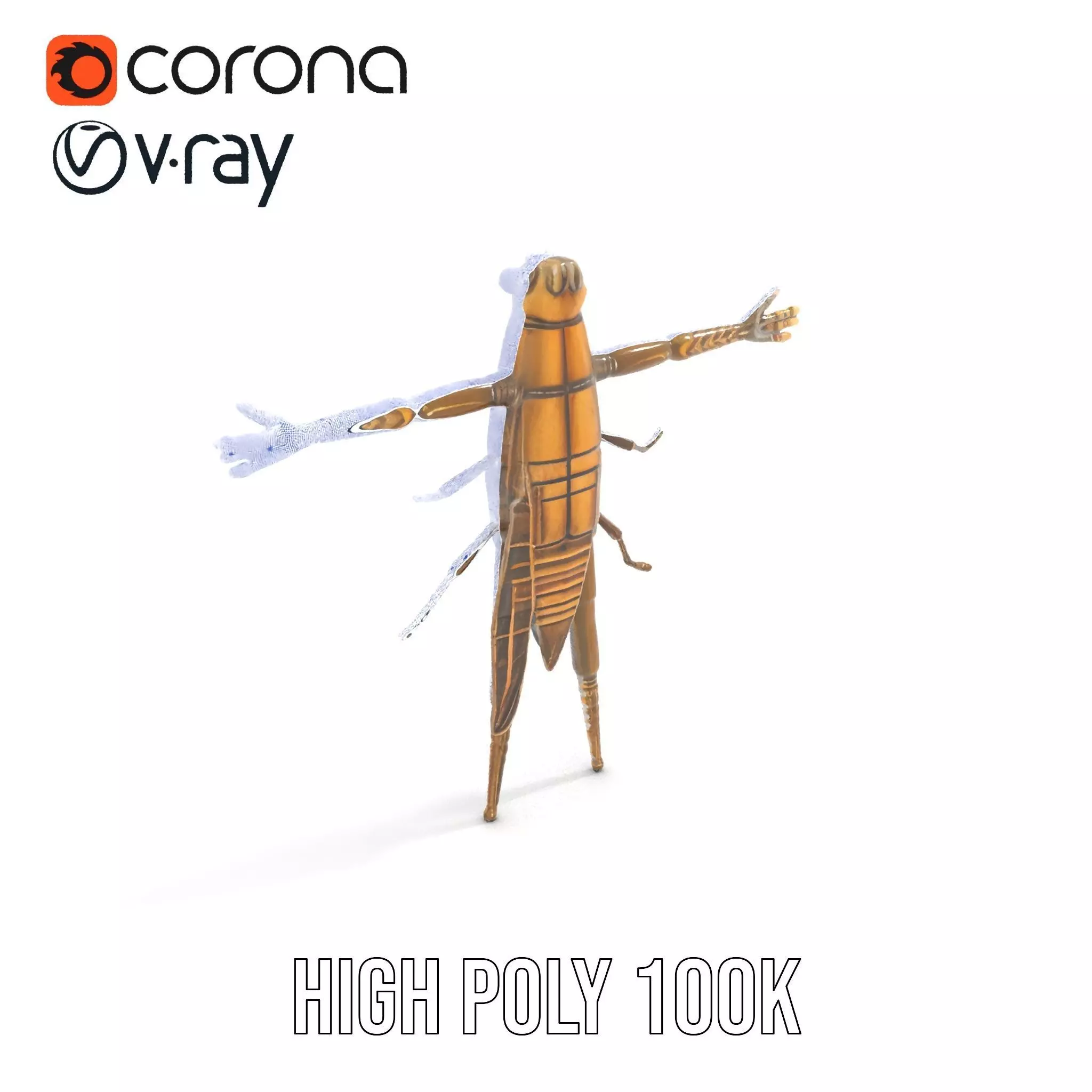 Bronze Insectoid Sculpture model pack Low-poly 3D model_15