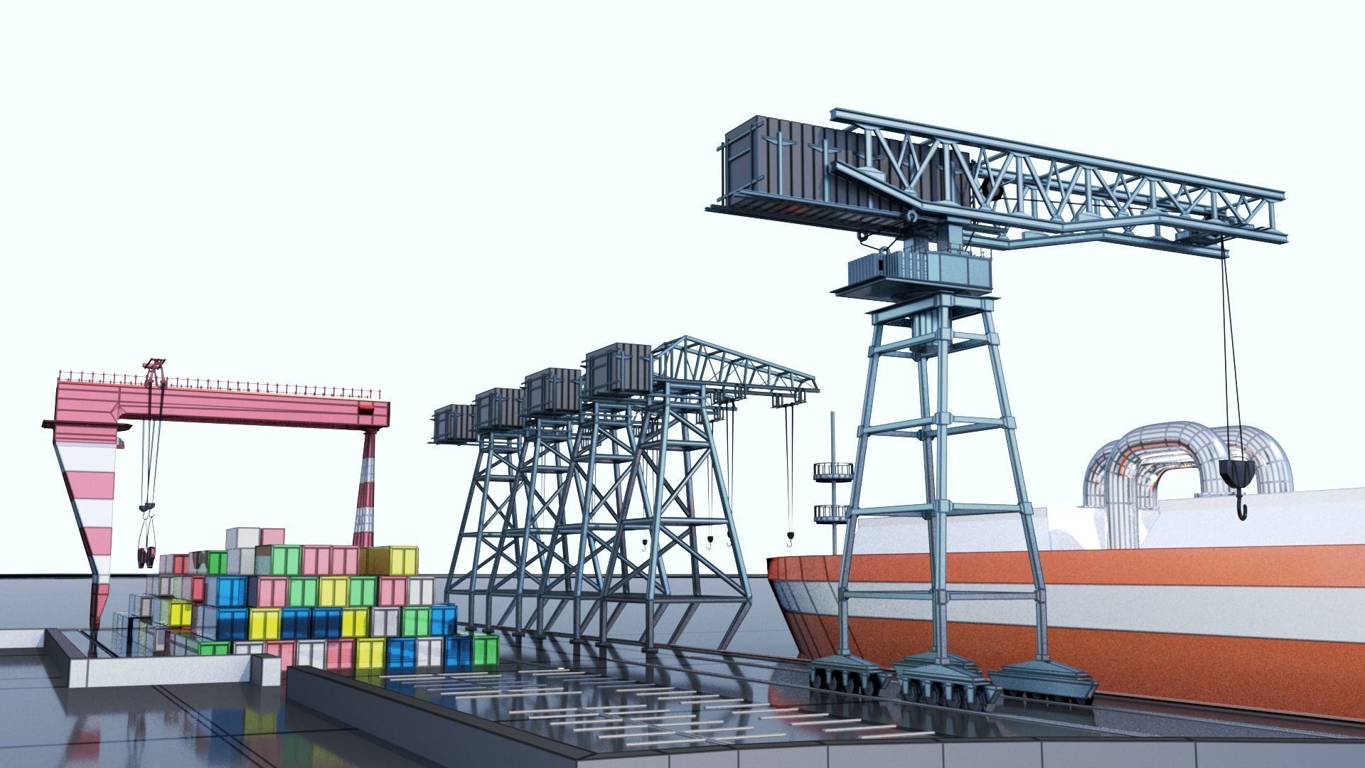 Shipping port 3D model_7