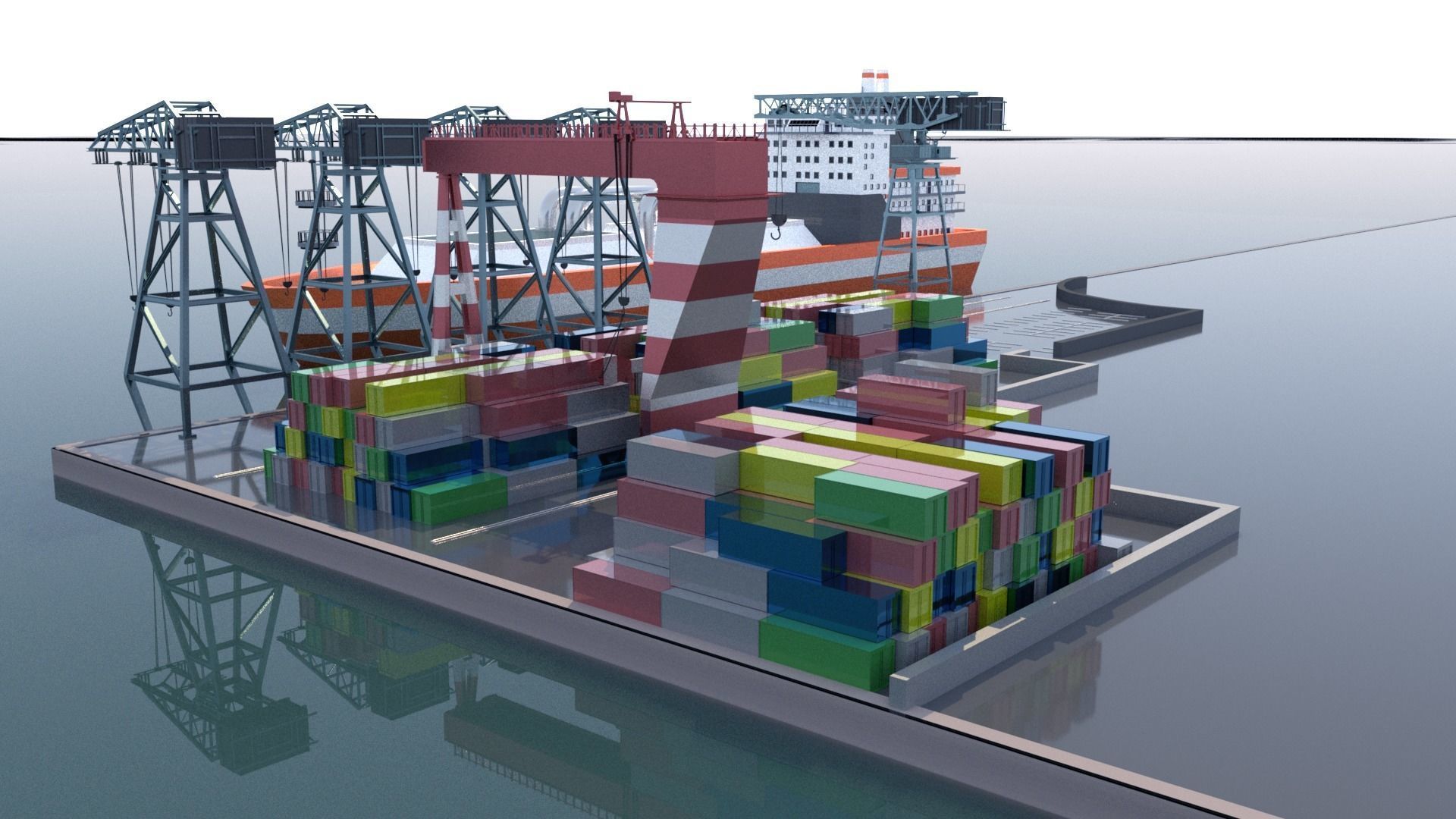 Shipping port 3D model_1
