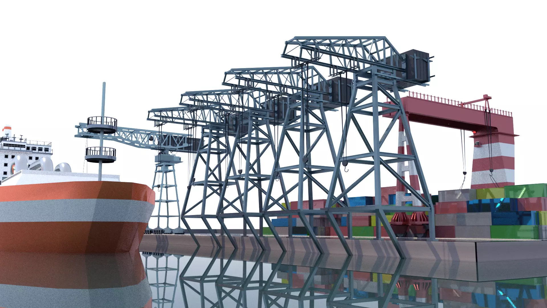 Shipping port 3D model_0