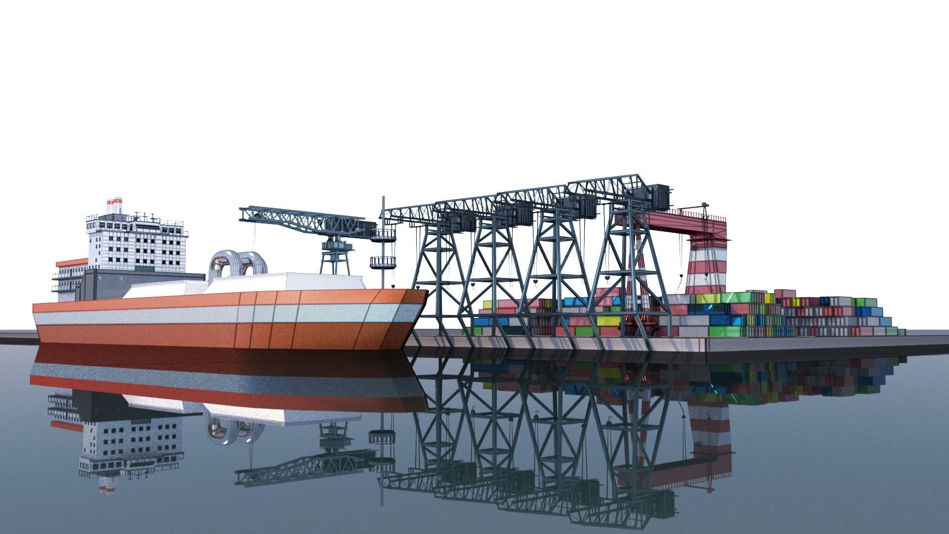 Shipping port 3D model_8
