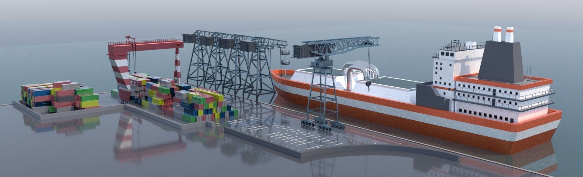 Shipping port 3D model_2