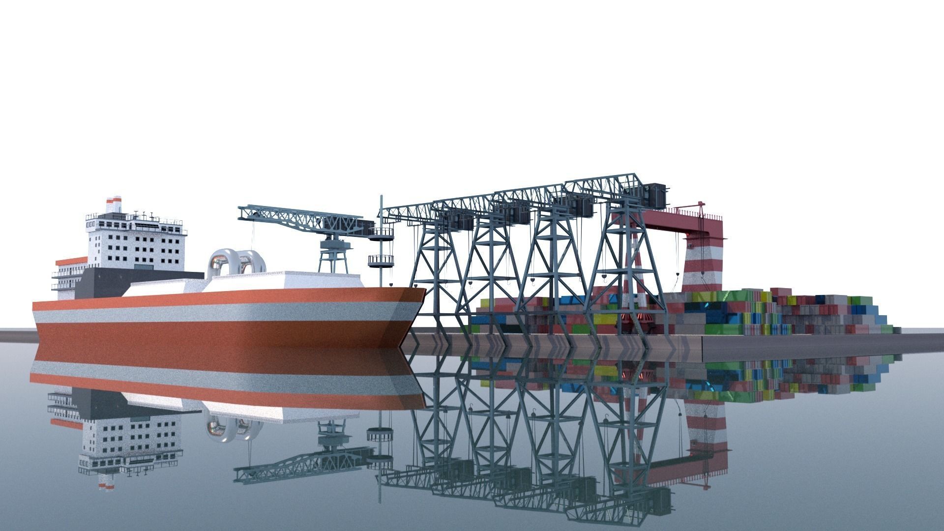 Shipping port 3D model_3