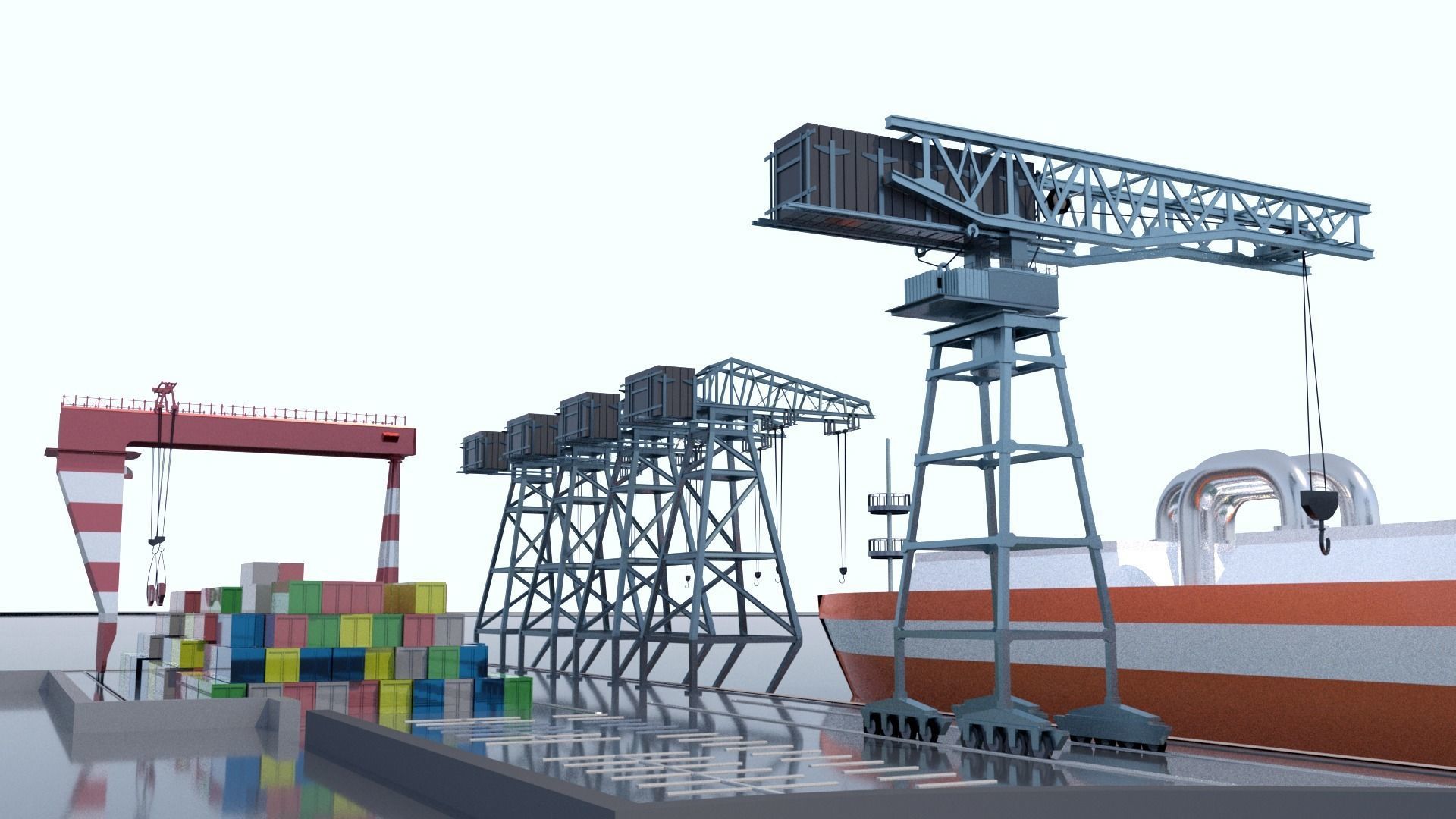 Shipping port 3D model_4