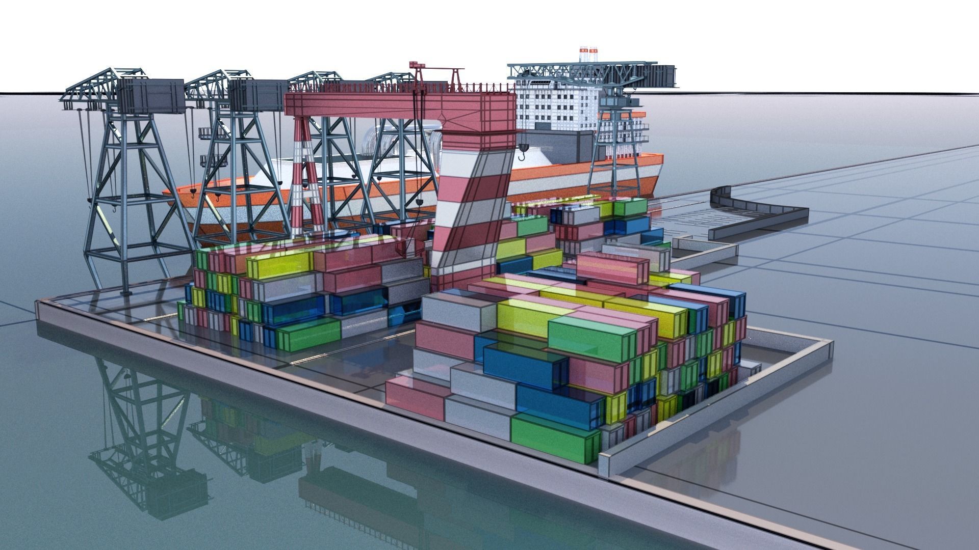 Shipping port 3D model_6