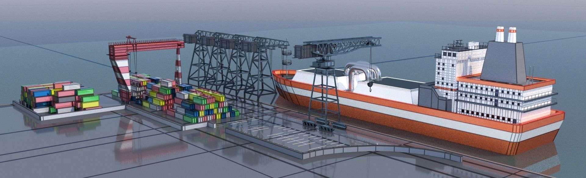 Shipping port 3D model_9