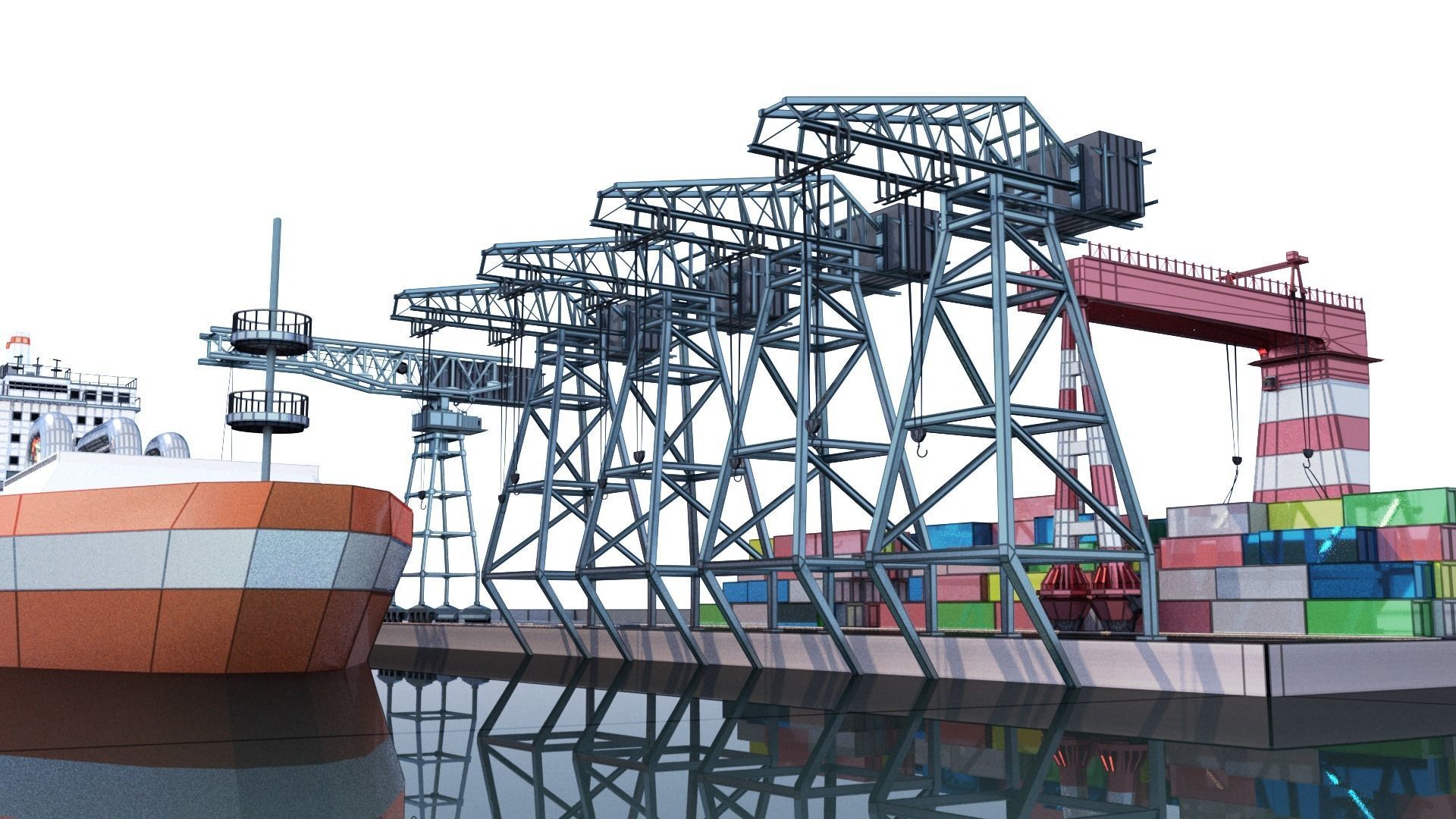 Shipping port 3D model_5