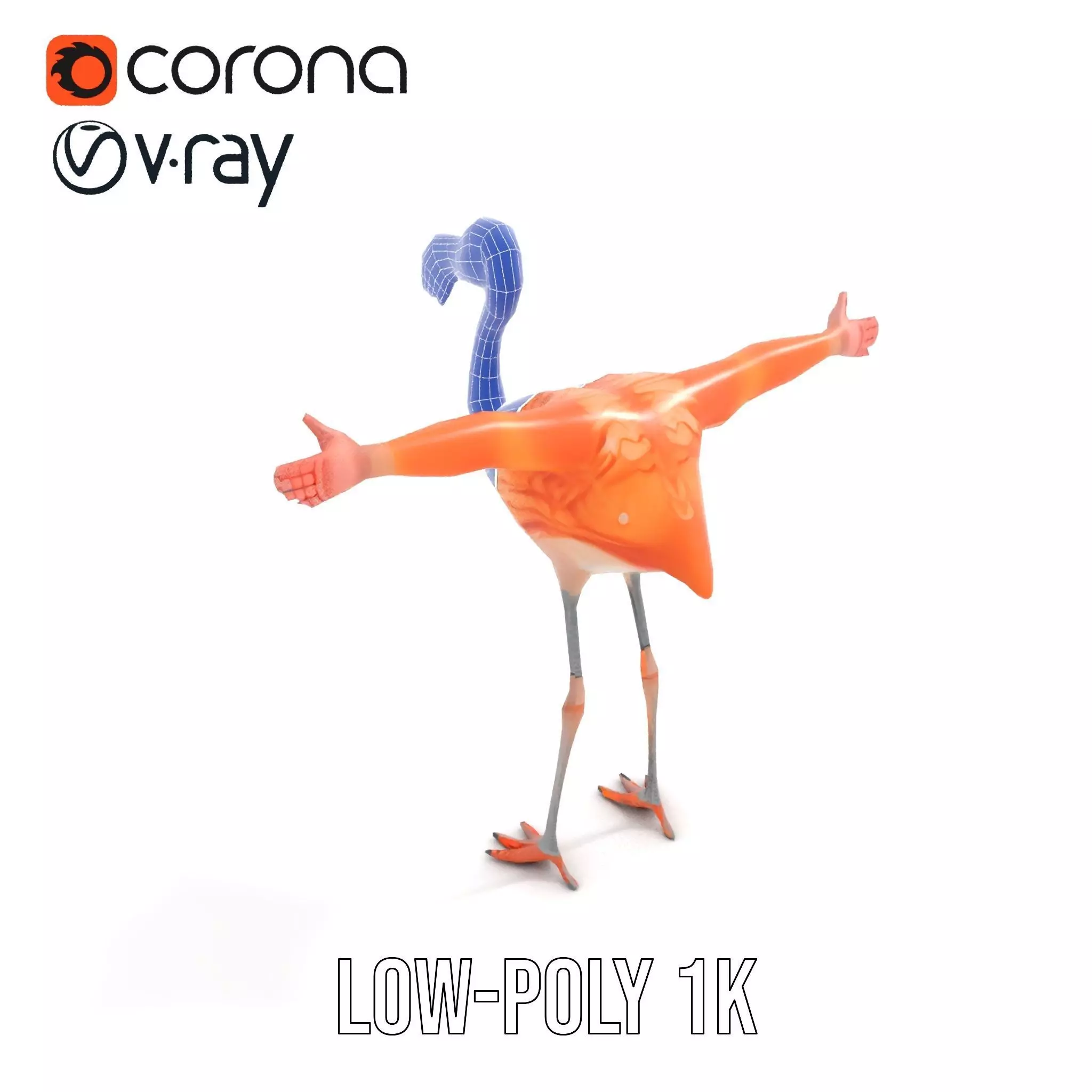 Unique Flamingo Creature model pack Low-poly 3D model_7