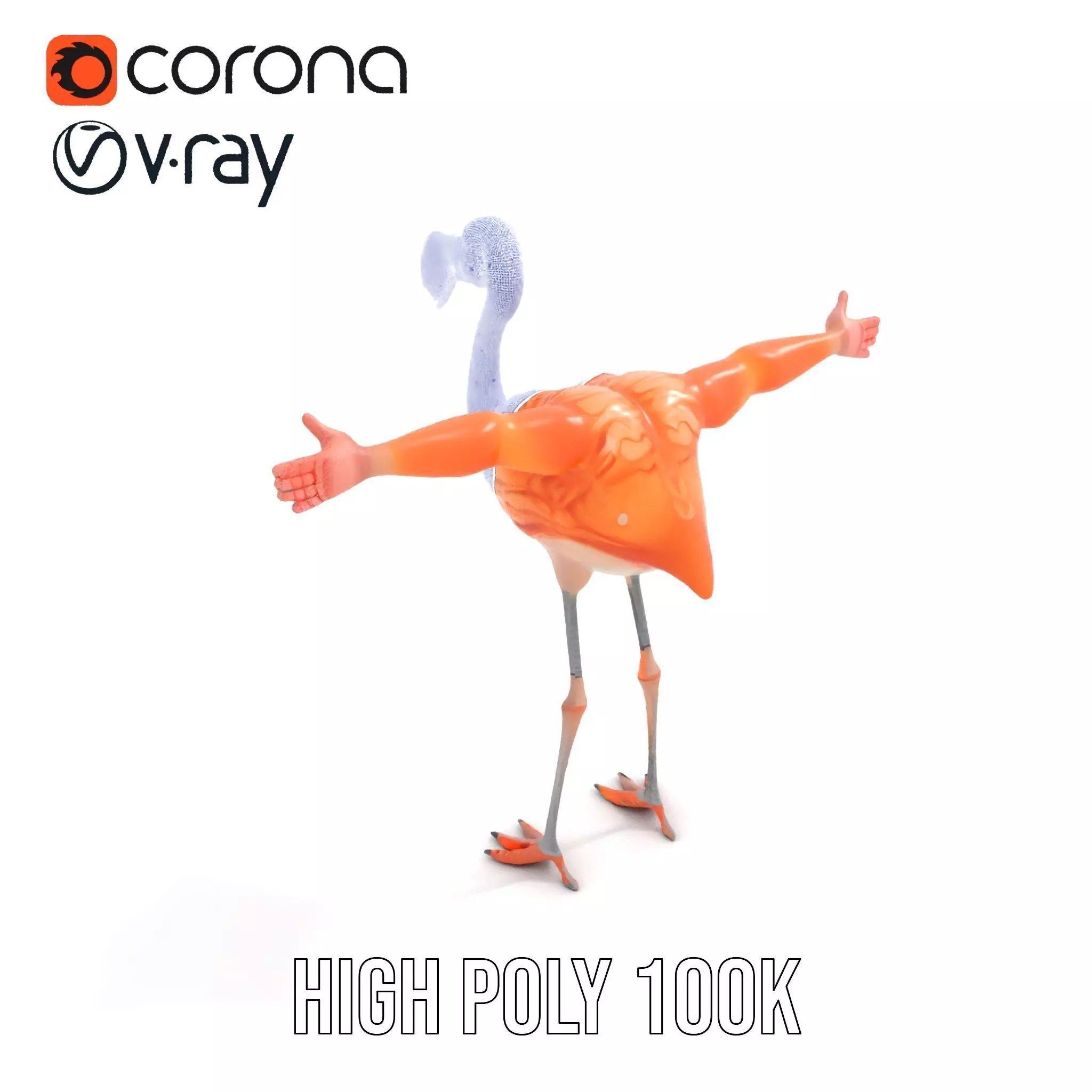 Unique Flamingo Creature model pack Low-poly 3D model_21