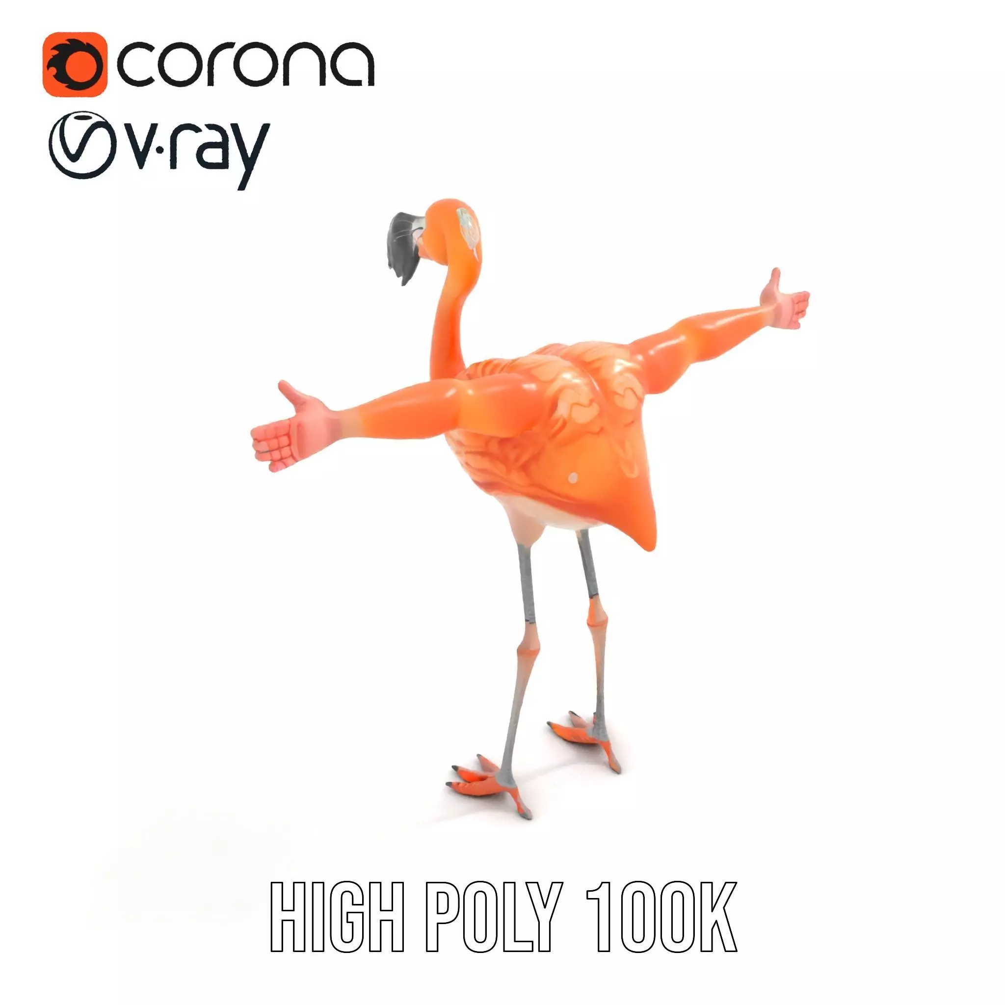 Unique Flamingo Creature model pack Low-poly 3D model_15