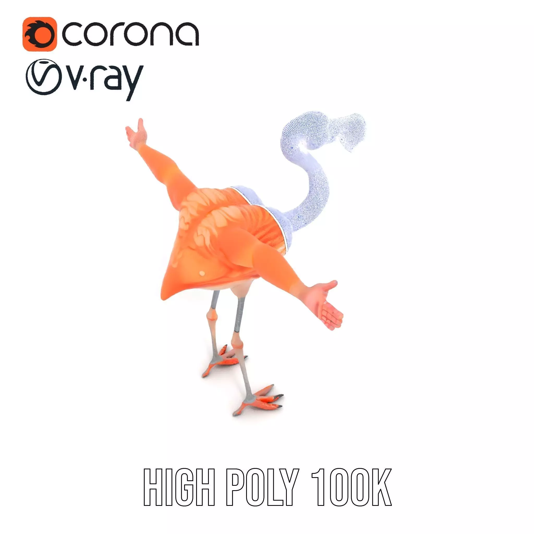 Unique Flamingo Creature model pack Low-poly 3D model_26