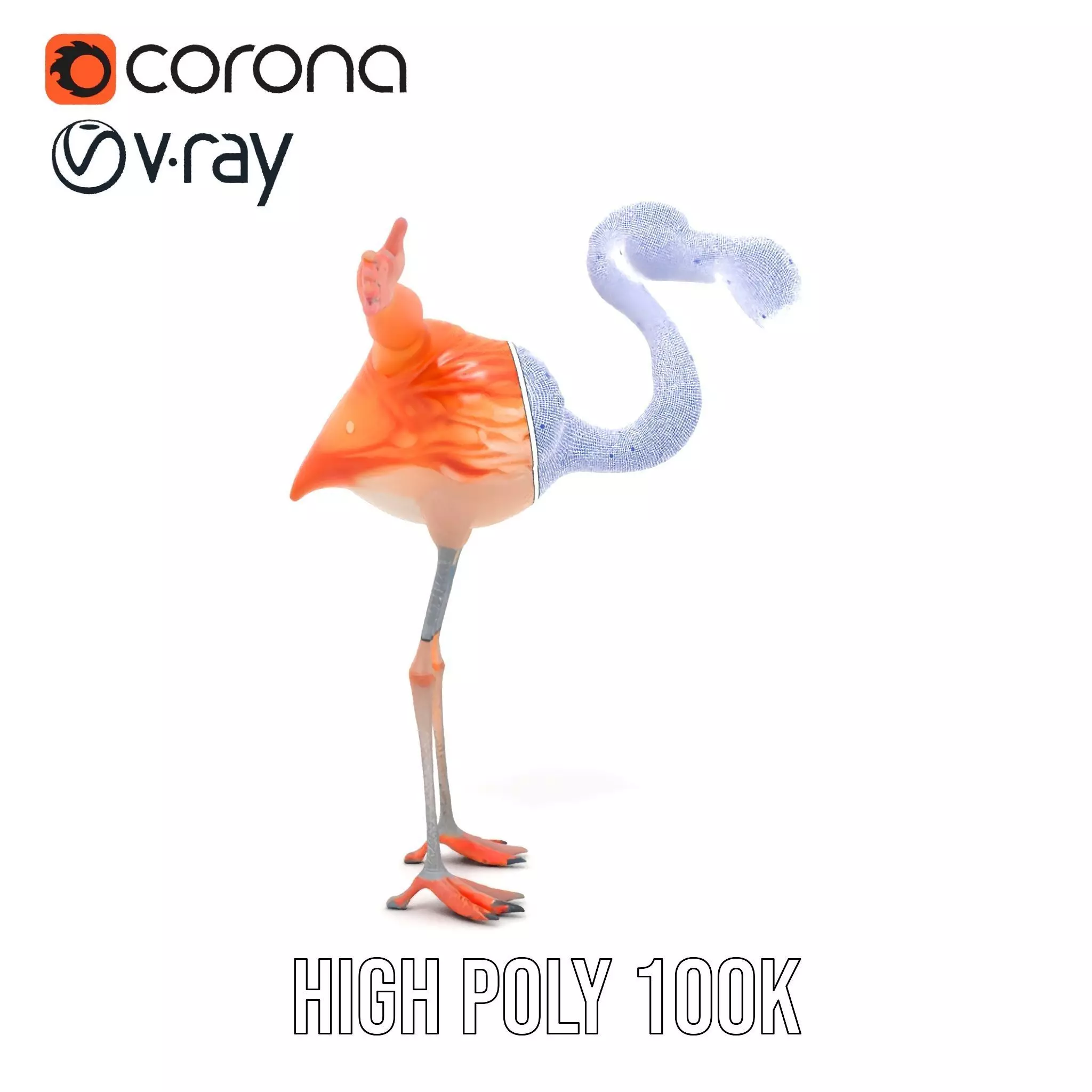 Unique Flamingo Creature model pack Low-poly 3D model_34