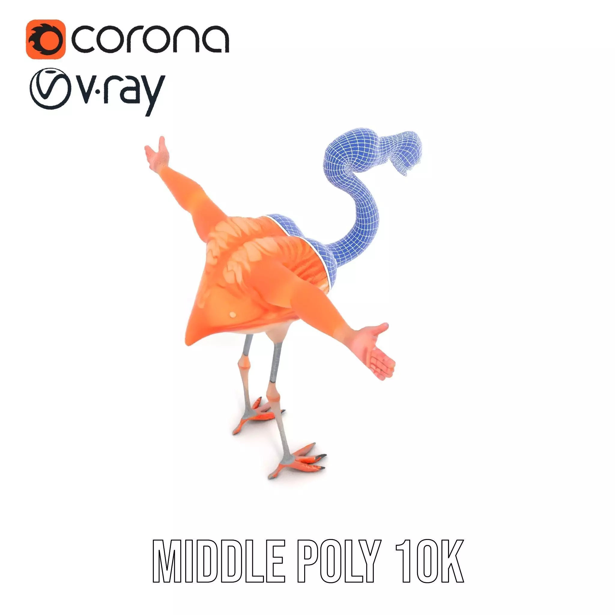 Unique Flamingo Creature model pack Low-poly 3D model_24