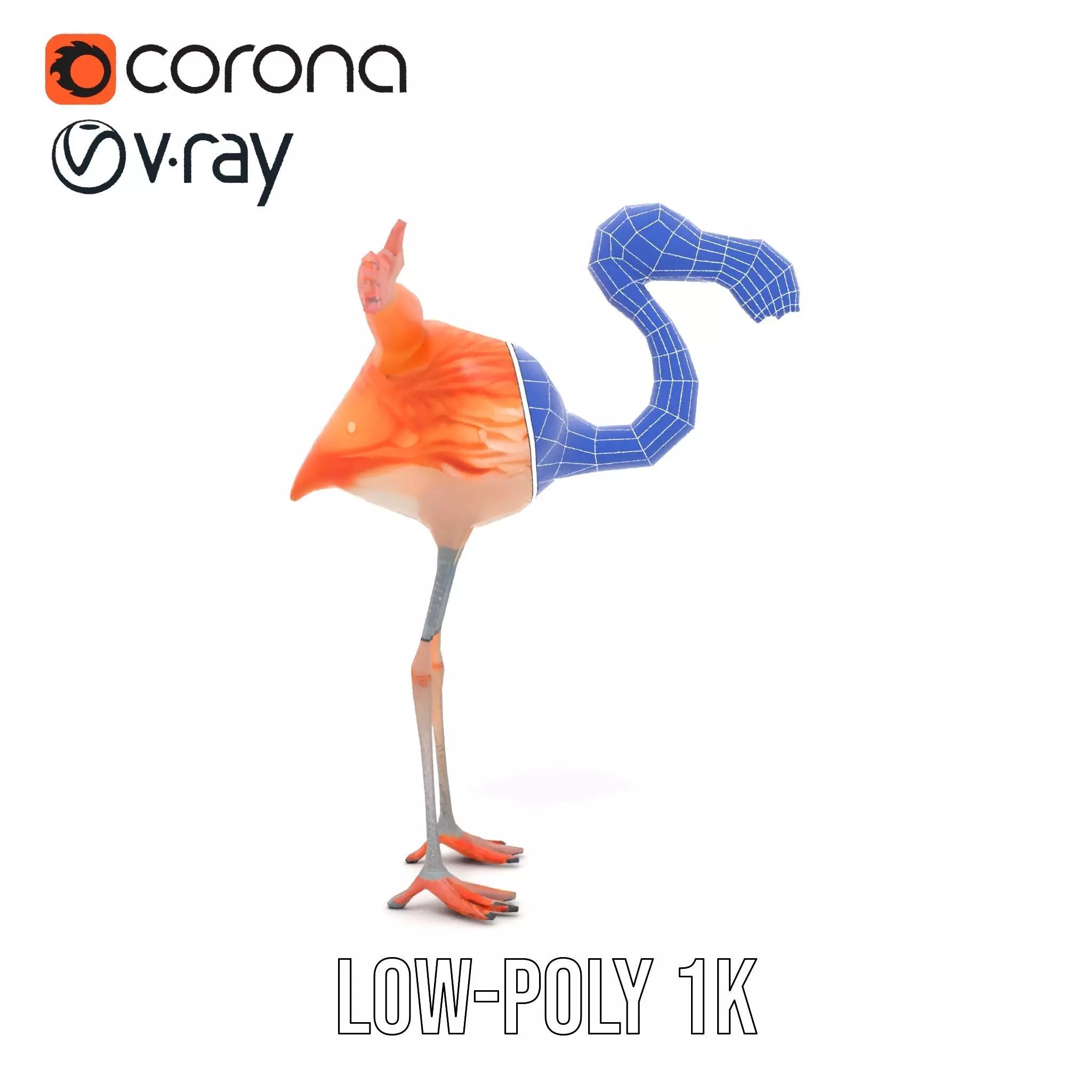 Unique Flamingo Creature model pack Low-poly 3D model_17
