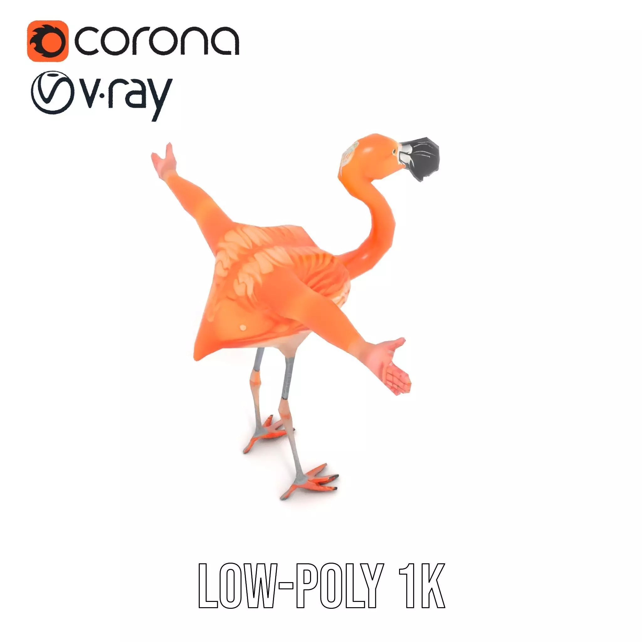 Unique Flamingo Creature model pack Low-poly 3D model_23
