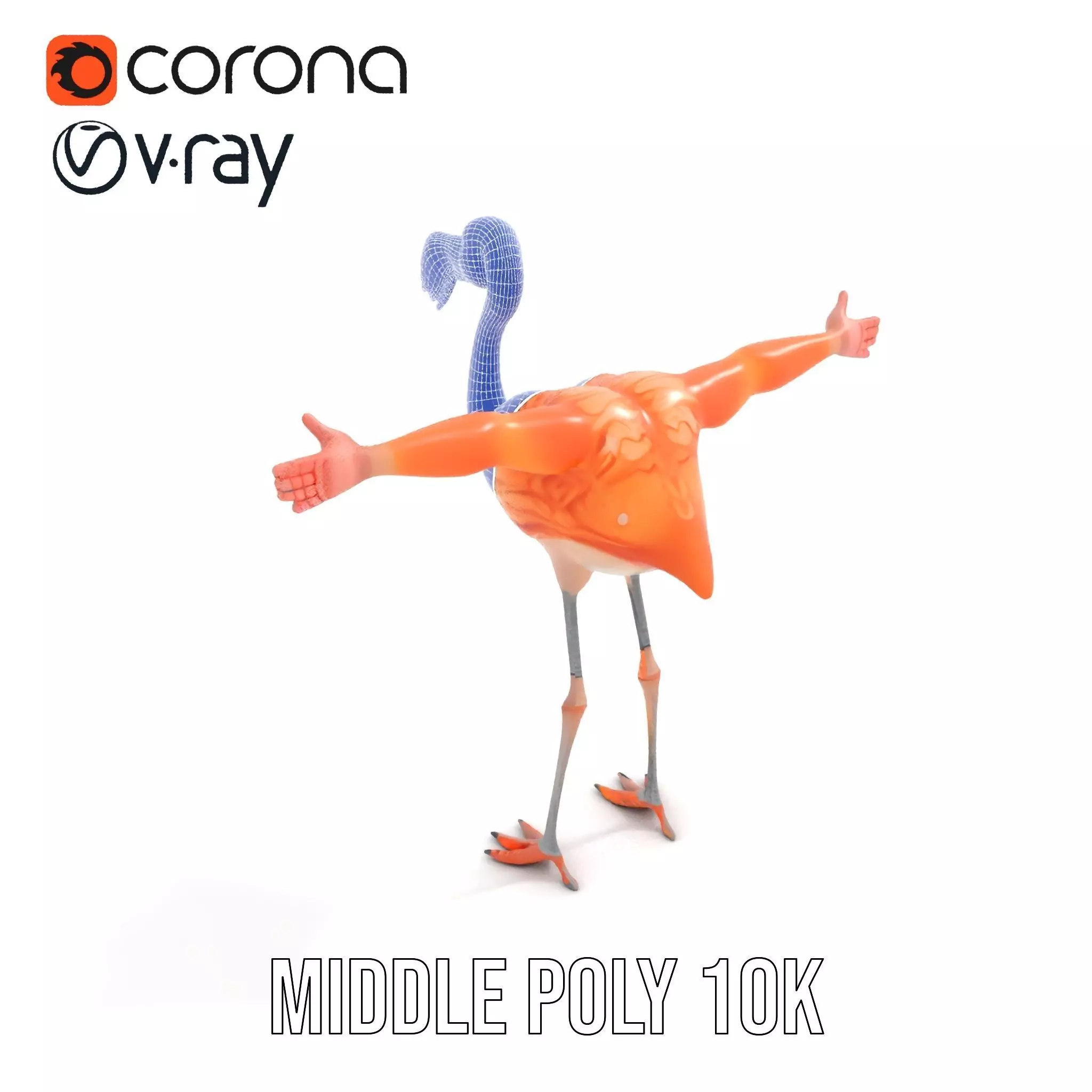 Unique Flamingo Creature model pack Low-poly 3D model_22
